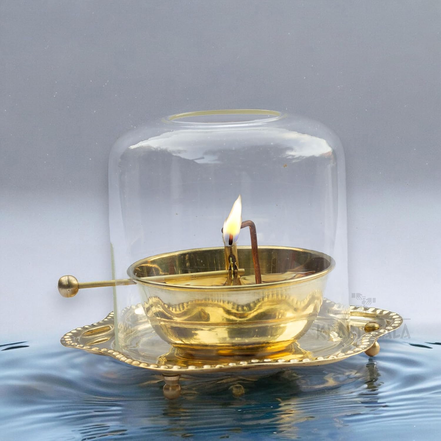 Brass Akhand Jyot Oil Diya | Rotating Wick | Perfect for Spiritual Decor, Hindu Rituals, Diwali Festive Gifts (5inch) — photo — 4 of 7