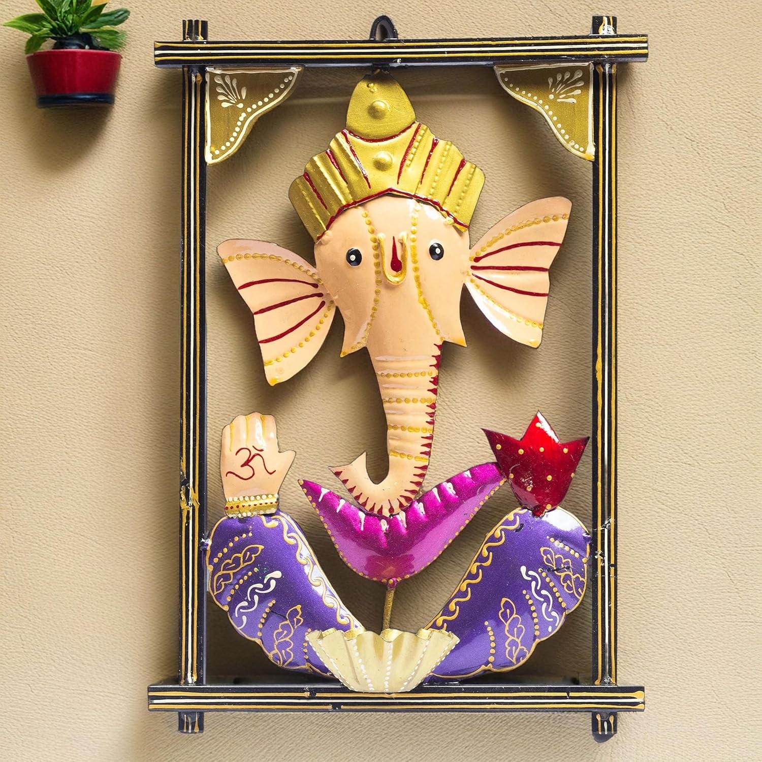 Ganesh Ghanti Diya TeaLight Candle Holder Wall Mounted Showpiece Statue with Mukut and Bell for Living Room, Home Entrance, Housewarming Gift — photo — 4 of 8