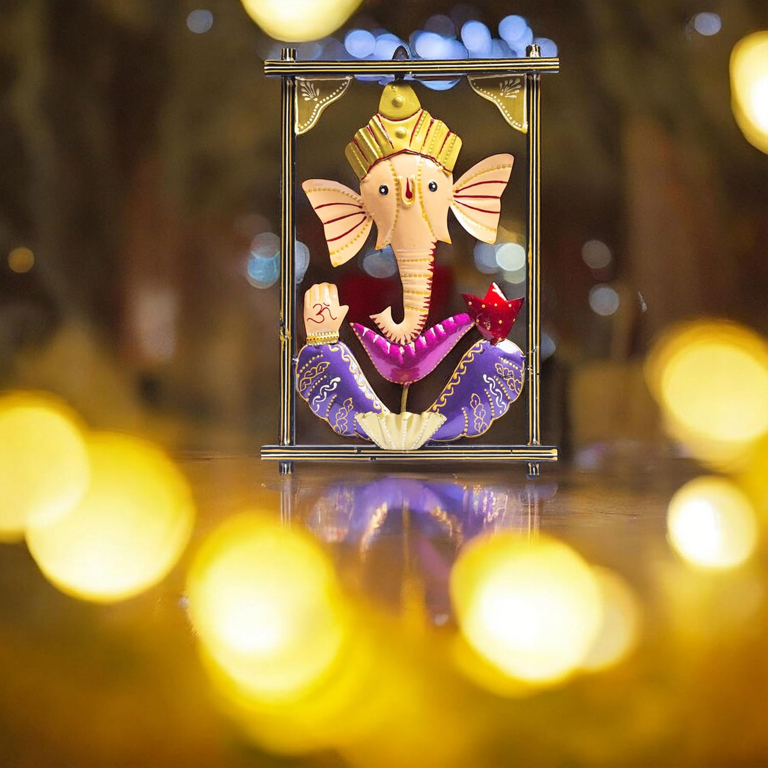 Ganesh Ghanti Diya TeaLight Candle Holder Wall Mounted Showpiece Statue with Mukut and Bell for Living Room, Home Entrance, Housewarming Gift — photo — 8 of 8