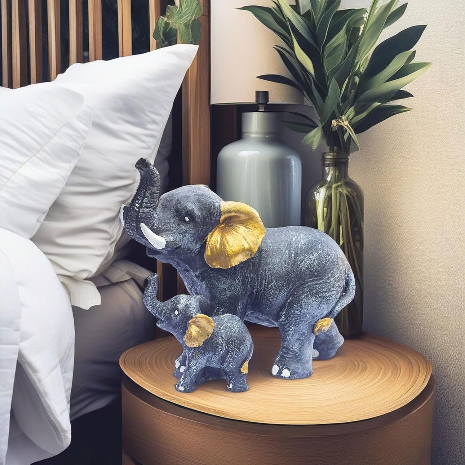 Polyresin 6" Elephant with Baby Statue for Home Decor – Vastu & Feng Shui Good Luck Symbol – Decorative Showpiece for Entryway, Living Room, Office, Gift (Black) — photo — 5 of 7