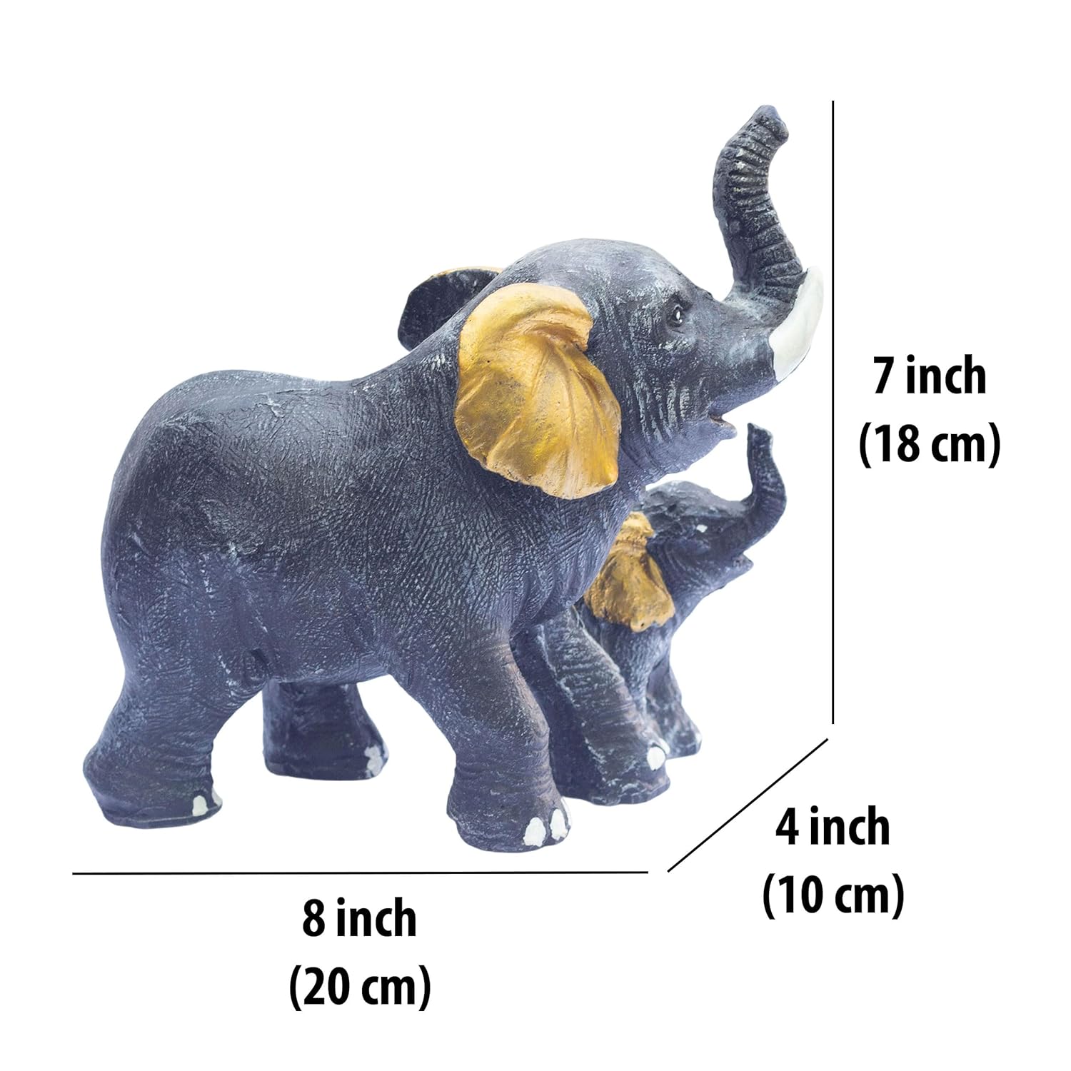 Polyresin 6" Elephant with Baby Statue for Home Decor – Vastu & Feng Shui Good Luck Symbol – Decorative Showpiece for Entryway, Living Room, Office, Gift (Black) — photo — 4 of 7