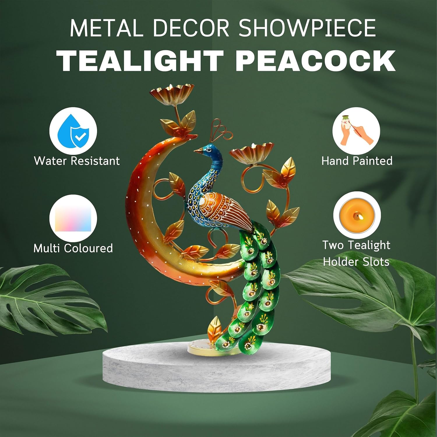 Illuminate Your Space with Elegant Tealight Candle Holder - Decorative Peacock Two Candle Holder for Home Decor, Living Room, Corporate Gifting (Design 5) — photo — 2 of 7