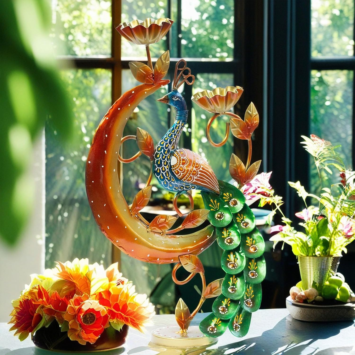 Illuminate Your Space with Elegant Tealight Candle Holder - Decorative Peacock Two Candle Holder for Home Decor, Living Room, Corporate Gifting (Design 5) — photo — 7 of 7