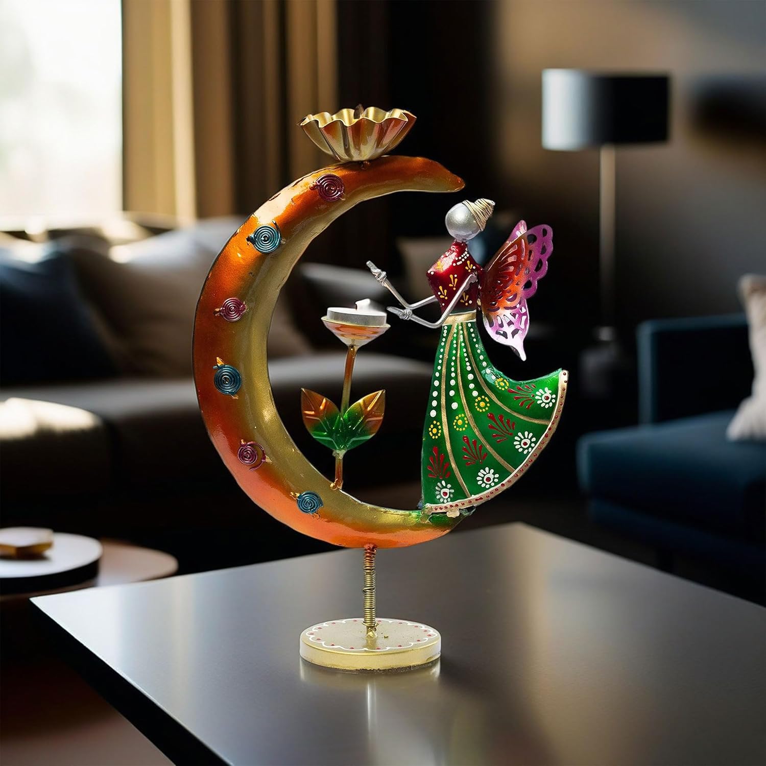 Elegant Angel Tealight Candle Holder. Decorative Two Candle Handmade Iron Showpiece for Living Room, Table, Patio, Restaurants (Design 6) — photo — 7 of 7