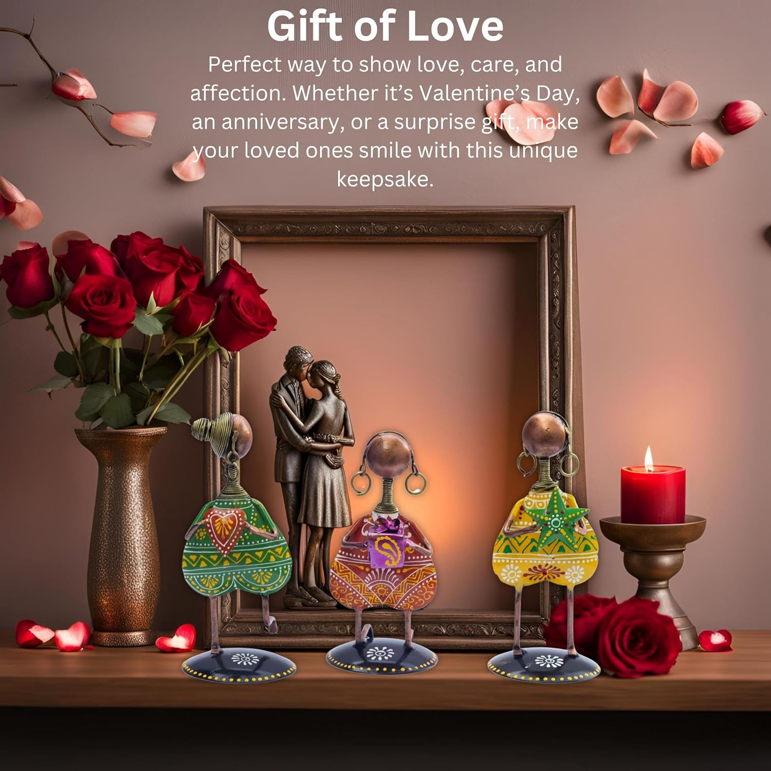 3-Piece Love Figurine Set – Metal Handmade Romantic Gift for Valentine's, Anniversaries, Birthdays & Special Occasions — photo — 3 of 8