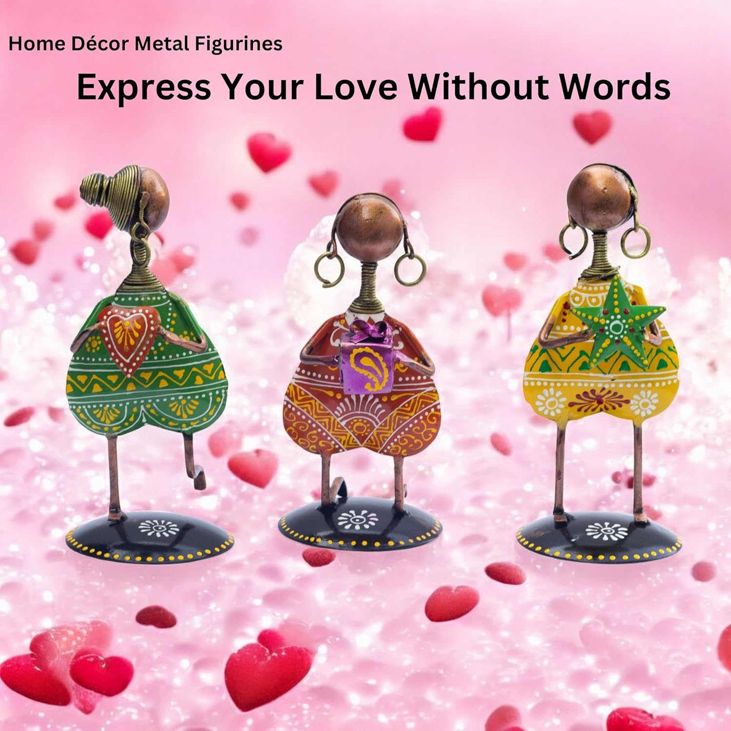 3-Piece Love Figurine Set – Metal Handmade Romantic Gift for Valentine's, Anniversaries, Birthdays & Special Occasions — photo — 2 of 8