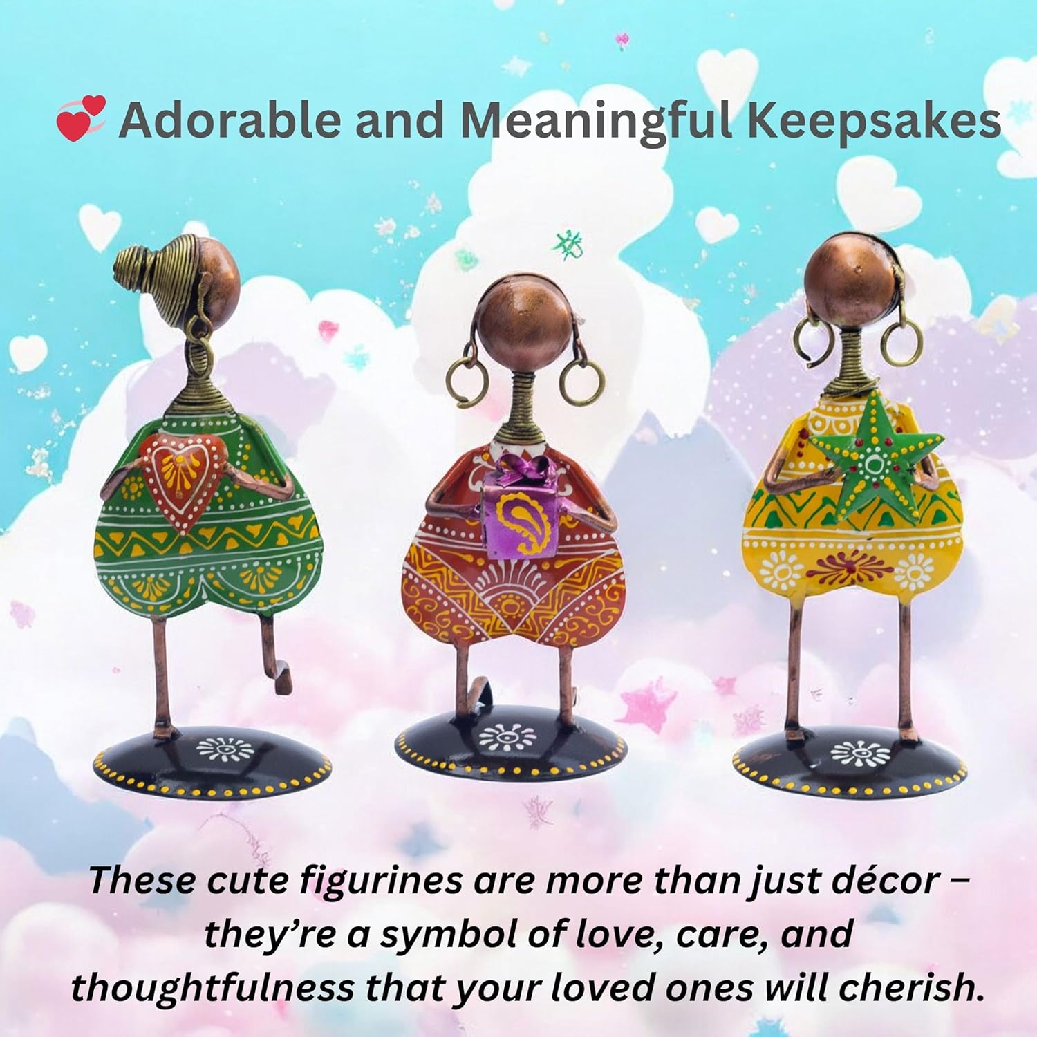 3-Piece Love Figurine Set – Metal Handmade Romantic Gift for Valentine's, Anniversaries, Birthdays & Special Occasions — photo — 6 of 8