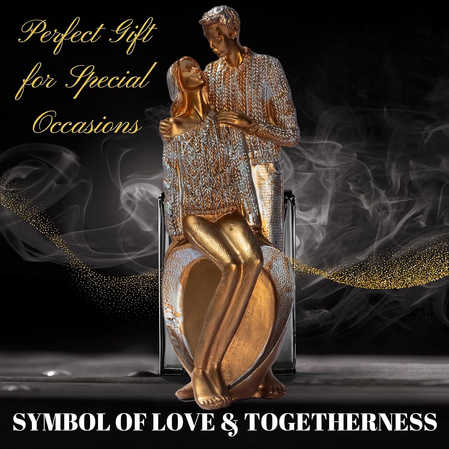 Elegant Gold Couple Figurine – Romantic Poly-Resin Sculpture for Home Décor, Anniversary, and Valentine’s Day Gift – Intricately Designed Love Statue (Gold) — photo — 4 of 8