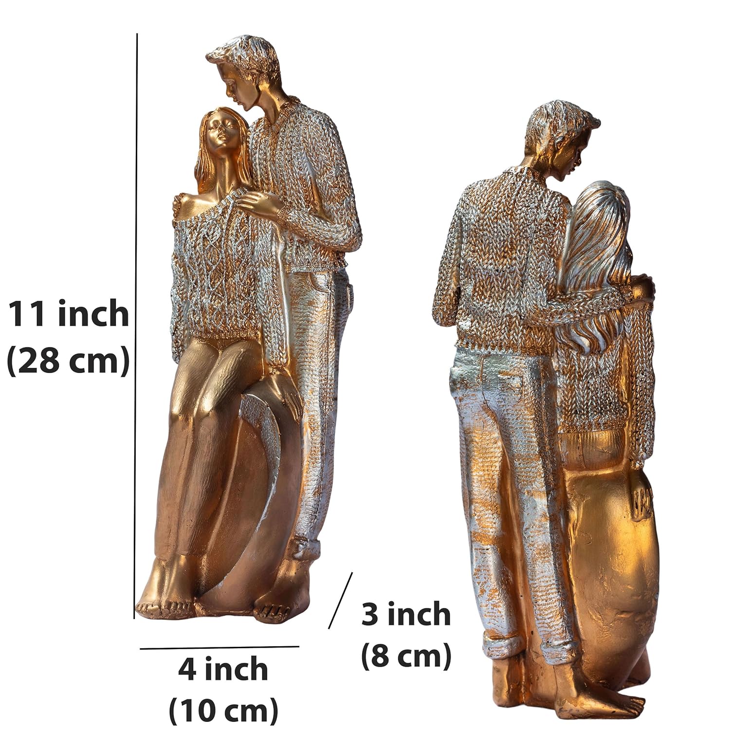 Elegant Gold Couple Figurine – Romantic Poly-Resin Sculpture for Home Décor, Anniversary, and Valentine’s Day Gift – Intricately Designed Love Statue (Gold) — photo — 6 of 8