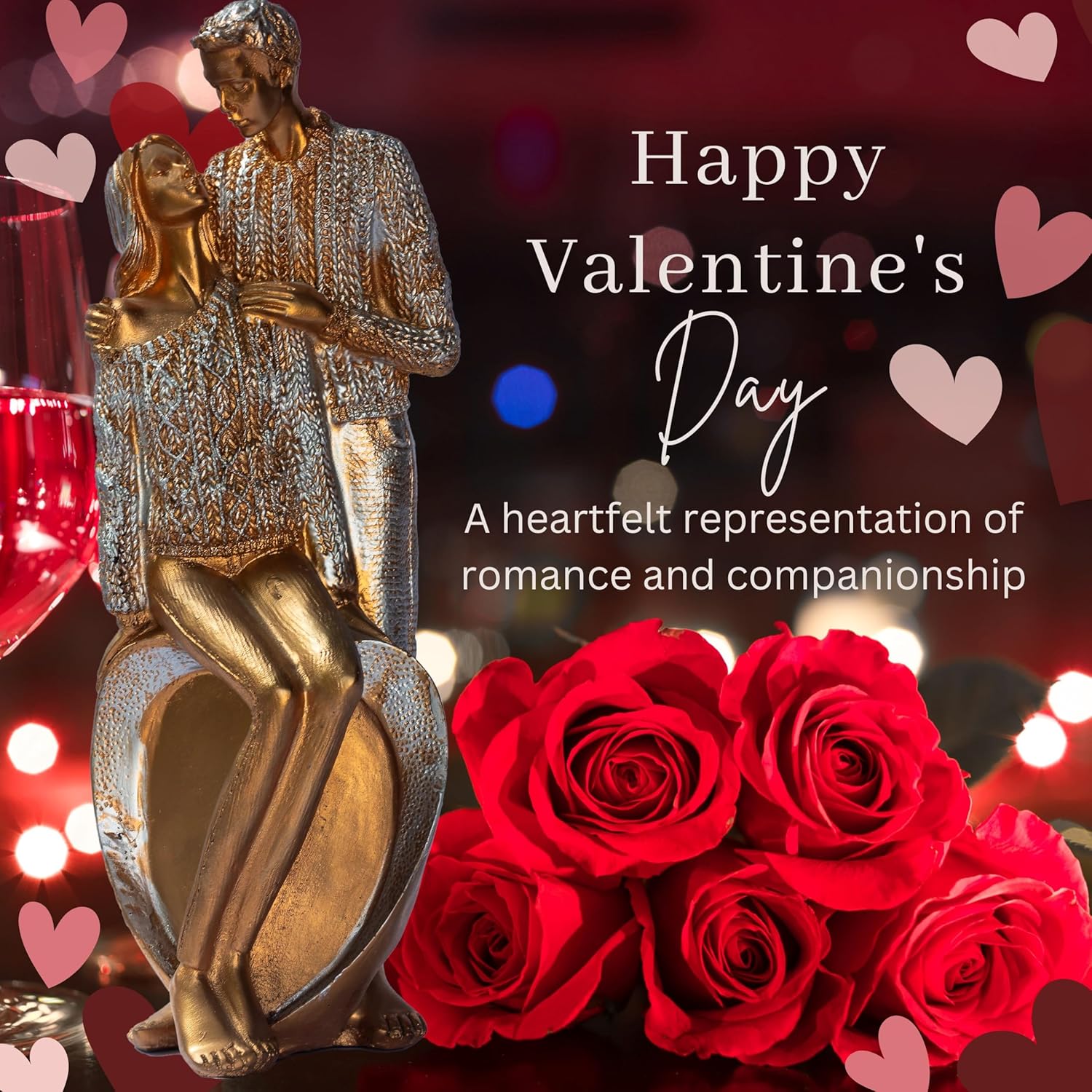 Elegant Gold Couple Figurine – Romantic Poly-Resin Sculpture for Home Décor, Anniversary, and Valentine’s Day Gift – Intricately Designed Love Statue (Gold) — photo — 2 of 8