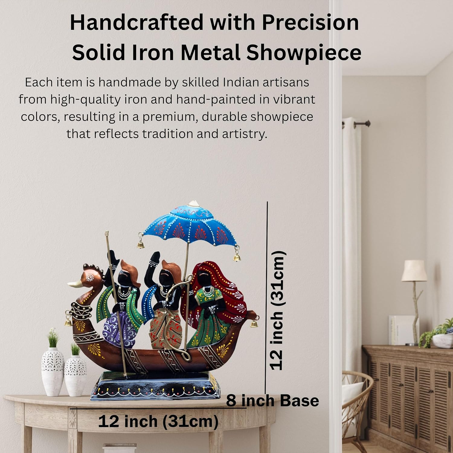 Iron Kewat Showpiece, Ramcharitmanas Inspired Spiritual Table Decor, Mythology Figurine Devotional Gift for Living Room, Housewarming – 12x12 Inch — photo — 6 of 9