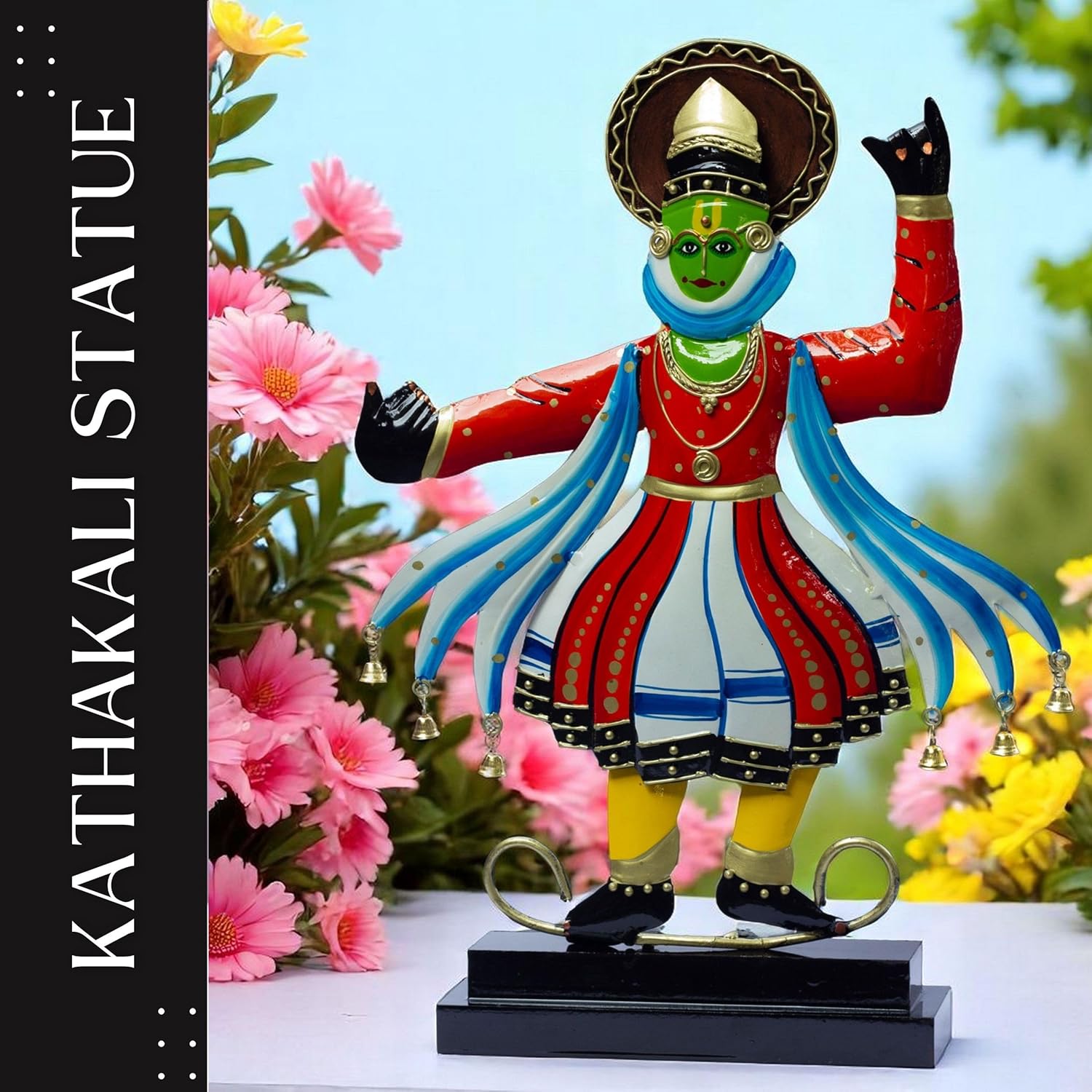 Kathakali Dancer Metal Showpiece – Traditional Kerala Folk Art Classical Dance Figurine – Home Decor Statue for Living Room, Gifting (12x18 inch) — photo — 3 of 9