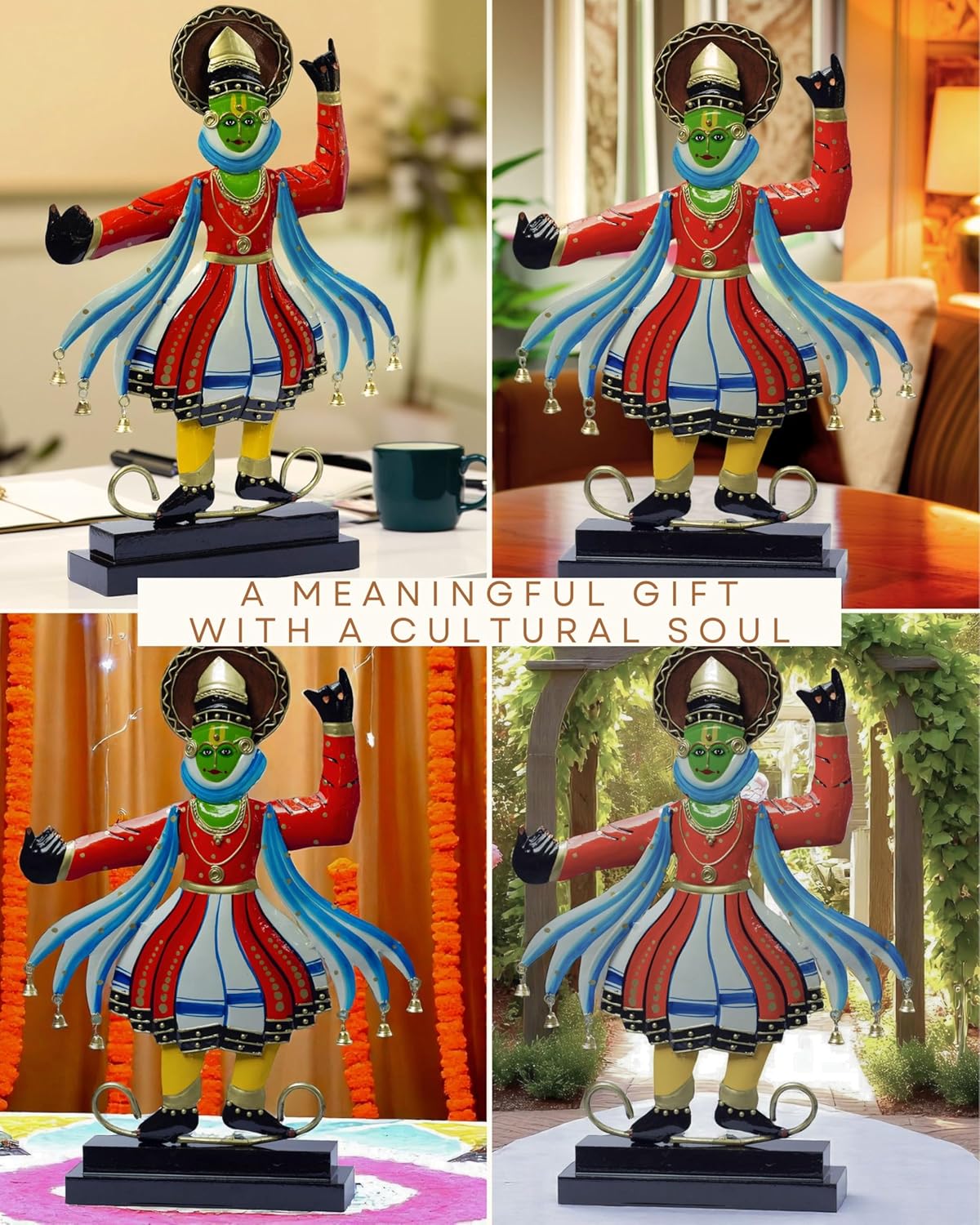 Kathakali Dancer Metal Showpiece – Traditional Kerala Folk Art Classical Dance Figurine – Home Decor Statue for Living Room, Gifting (12x18 inch) — photo — 5 of 9