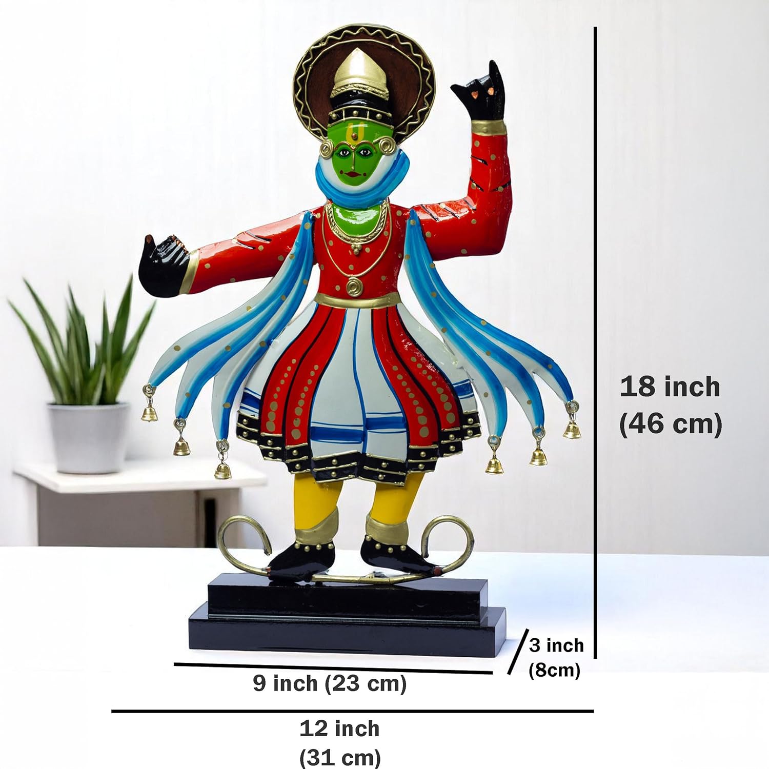 Kathakali Dancer Metal Showpiece – Traditional Kerala Folk Art Classical Dance Figurine – Home Decor Statue for Living Room, Gifting (12x18 inch) — photo — 6 of 9