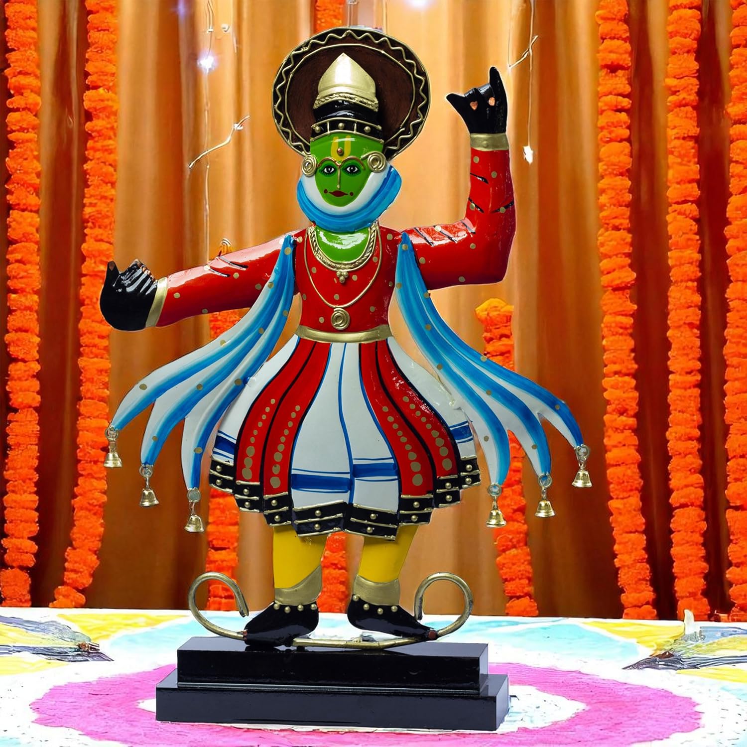 Kathakali Dancer Metal Showpiece – Traditional Kerala Folk Art Classical Dance Figurine – Home Decor Statue for Living Room, Gifting (12x18 inch) — photo — 9 of 9