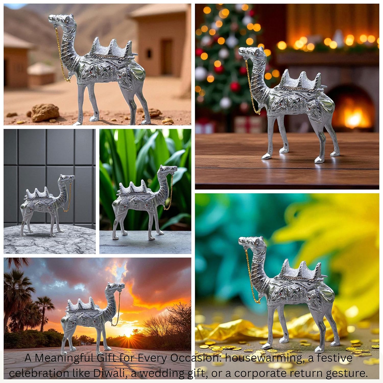 White Metal Camel Showpiece – 9 Inch Silver Finish Figurine | Handcrafted Decorative Animal Statue for Home & Office Decor — photo — 5 of 8