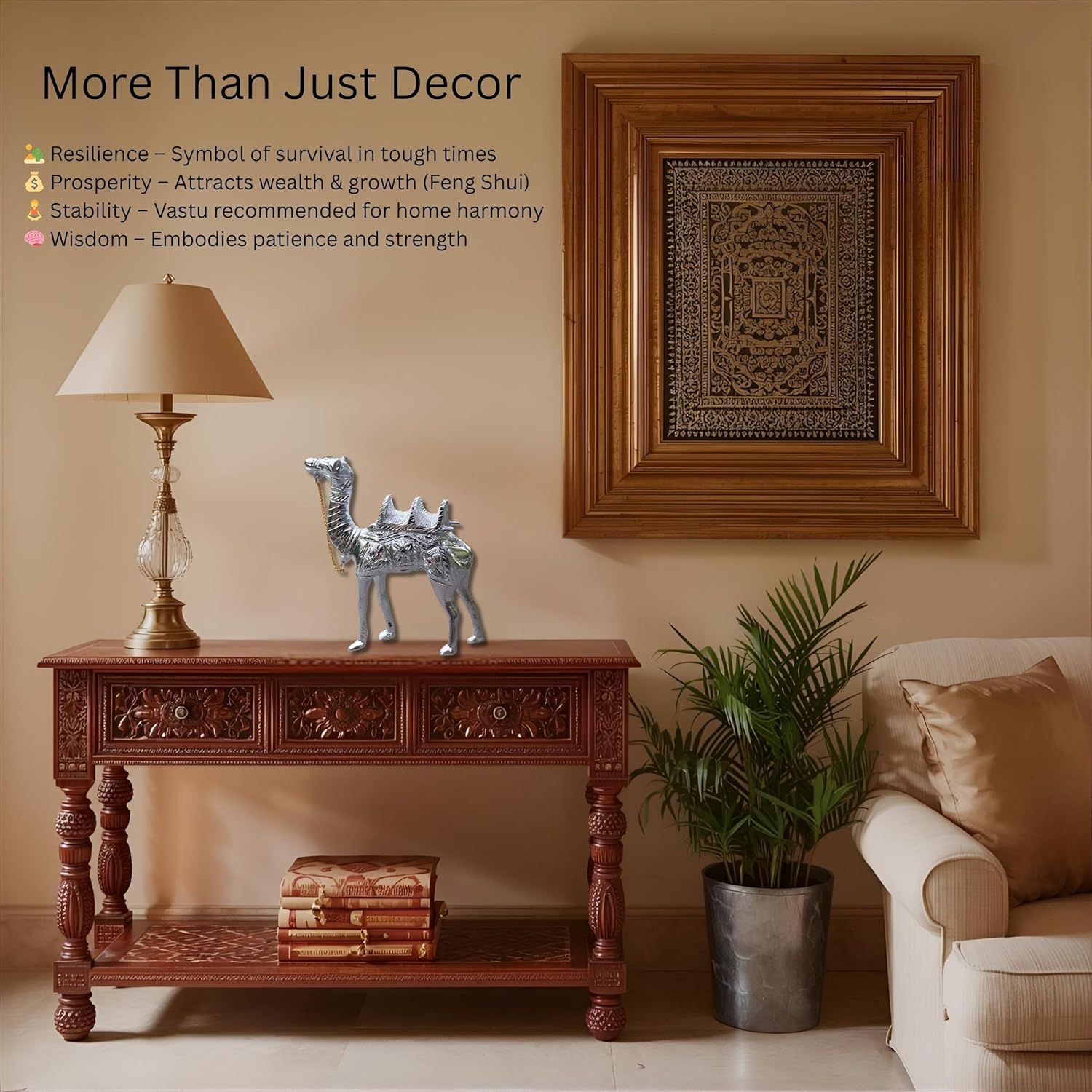 White Metal Camel Showpiece – 9 Inch Silver Finish Figurine | Handcrafted Decorative Animal Statue for Home & Office Decor — photo — 2 of 8