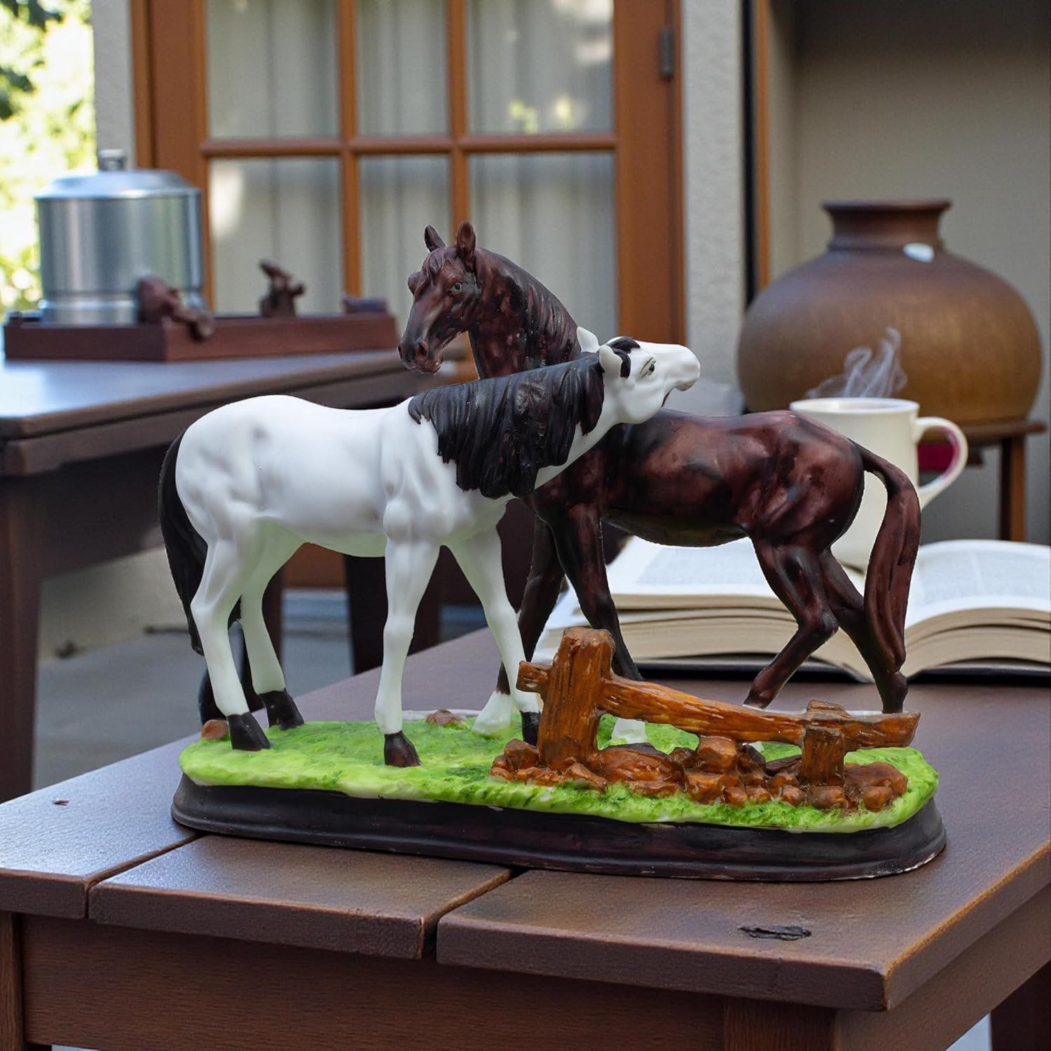 Meadows Horse Showpiece Pair (11x8 inch) for Home Decor Tabletop | Calm & Serene Resin Horses Statue for Living Room Vastu Gifting Office Decor — photo — 7 of 8