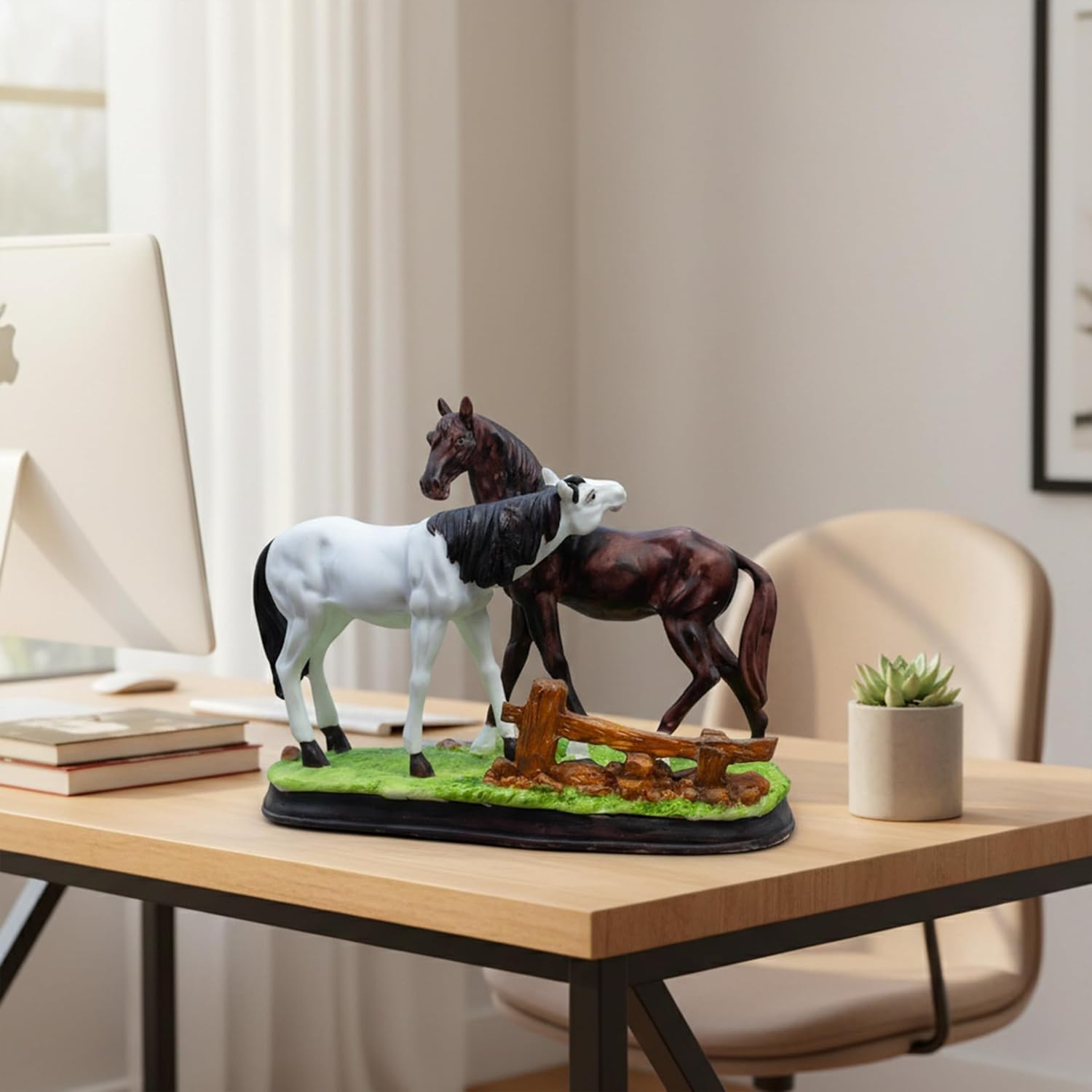 Meadows Horse Showpiece Pair (11x8 inch) for Home Decor Tabletop | Calm & Serene Resin Horses Statue for Living Room Vastu Gifting Office Decor — photo — 3 of 8