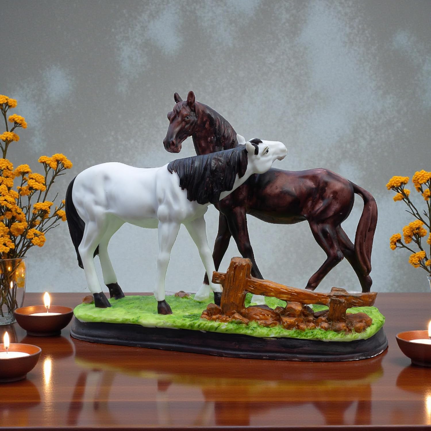Meadows Horse Showpiece Pair (11x8 inch) for Home Decor Tabletop | Calm & Serene Resin Horses Statue for Living Room Vastu Gifting Office Decor — photo — 8 of 8