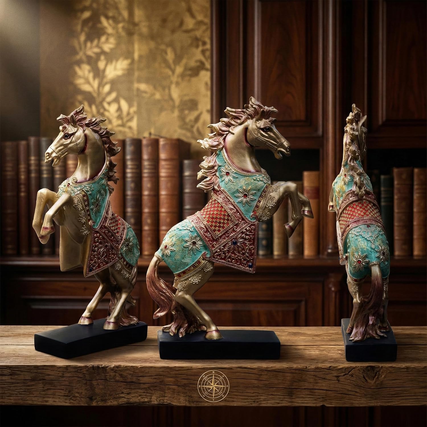 Royal Bejeweled Majestic Horse Showpiece Statue for Home Decor | Vastu Symbol of Power Success | Living Room Office Decor Gift (15x10 inch) — photo — 8 of 8