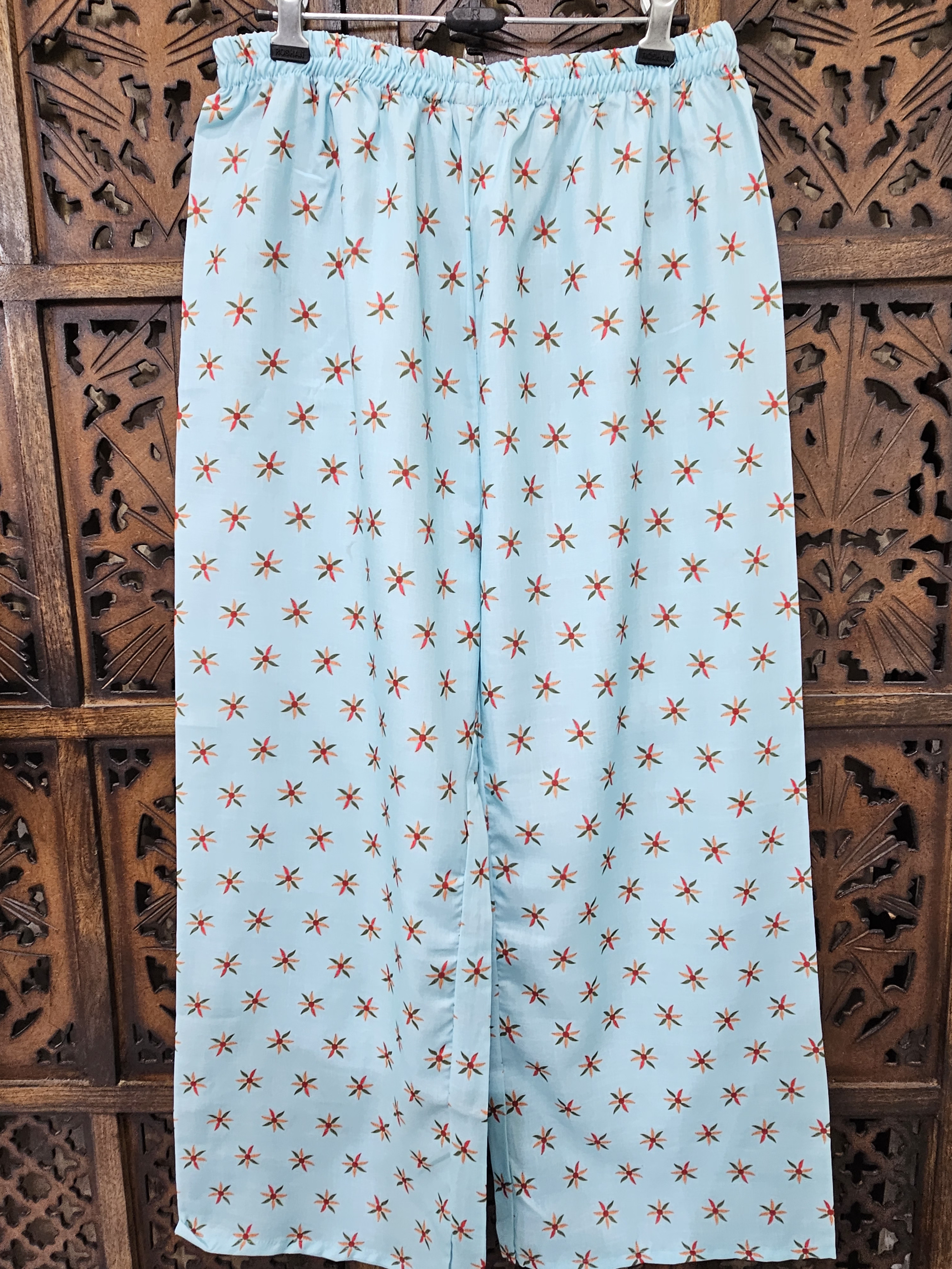 Blue Turkish Slub Cotton Straight Geometric Floral Kurta Pant Co-Ord Set alternate