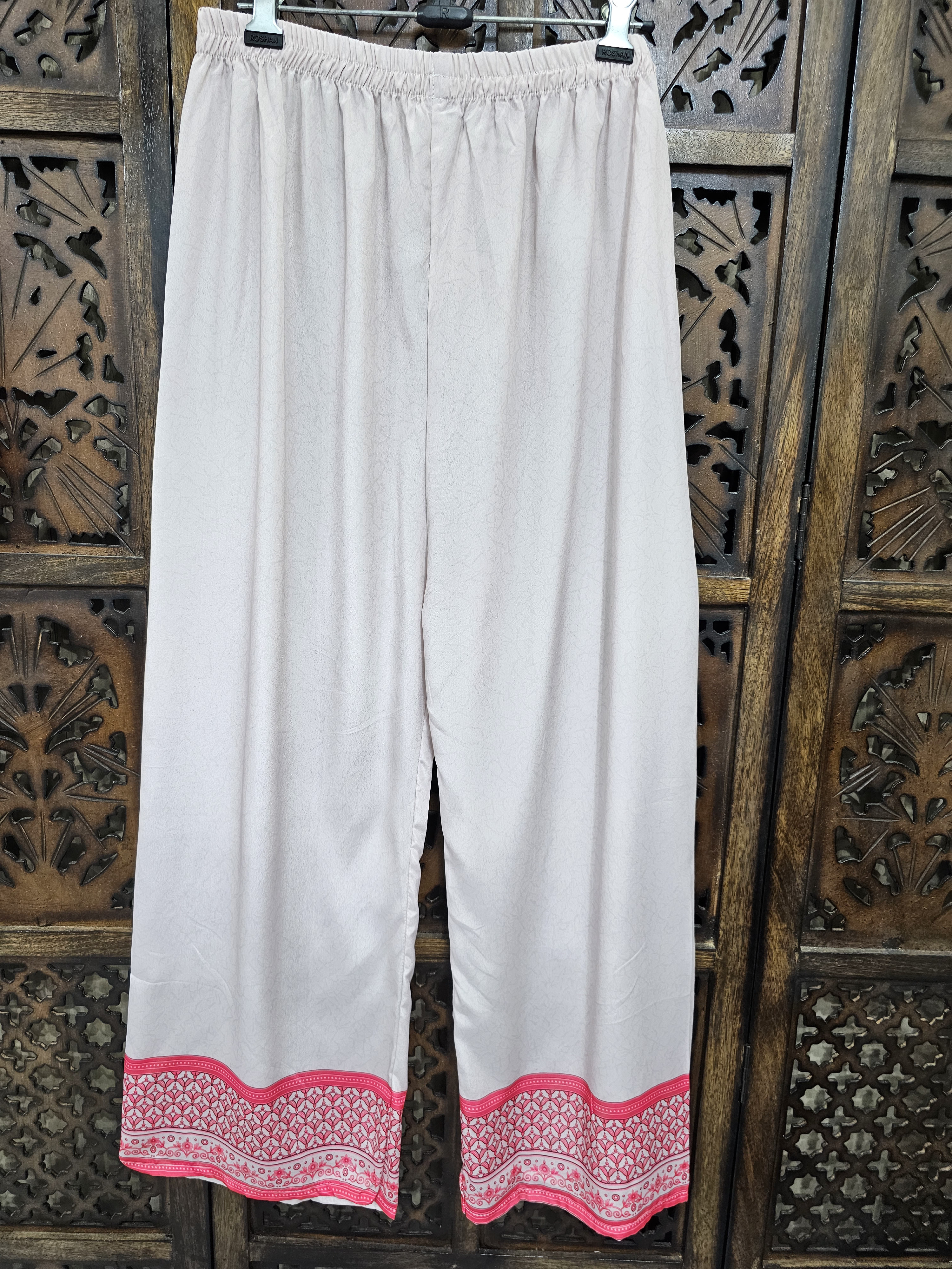 White Pink Crepe Straight Ethnic Print Kurta Pant Co-Ord Set view 4