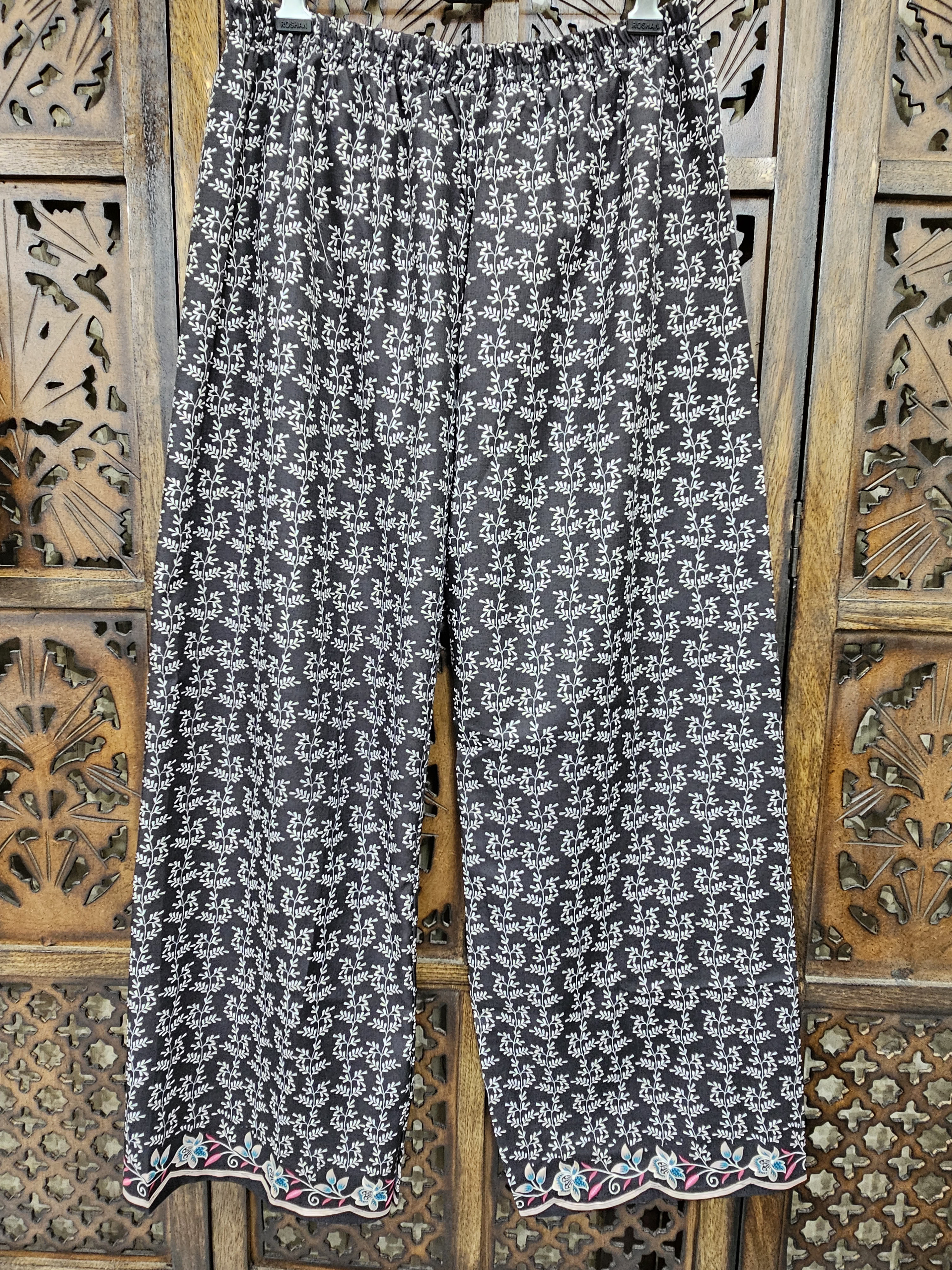 Black White Turkish Slub Cotton Straight Kurta Pant Co-Ord Set view 4