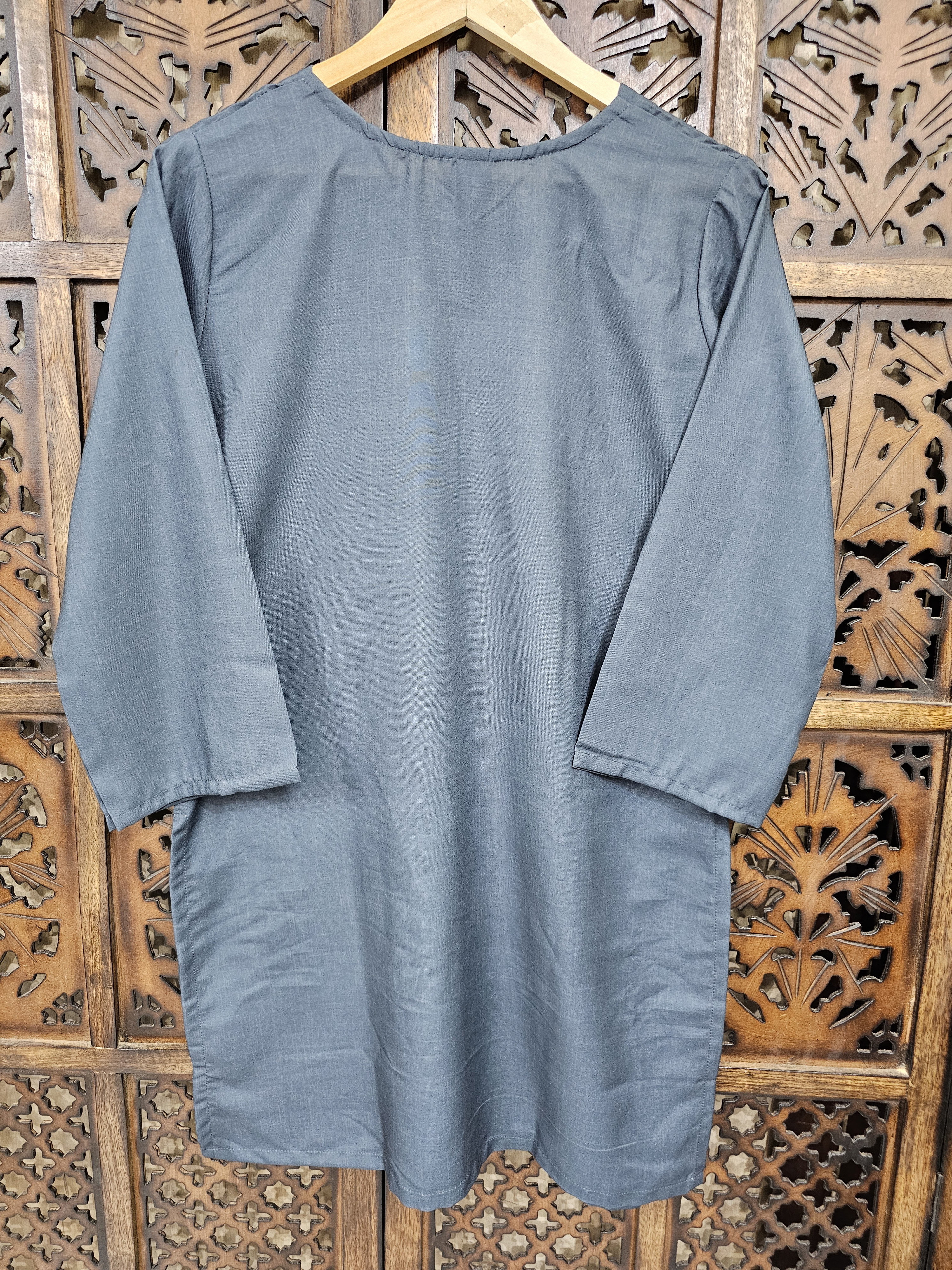 Grey Rayon Straight Floral Print Kurta Pant Co-Ord Set view 3