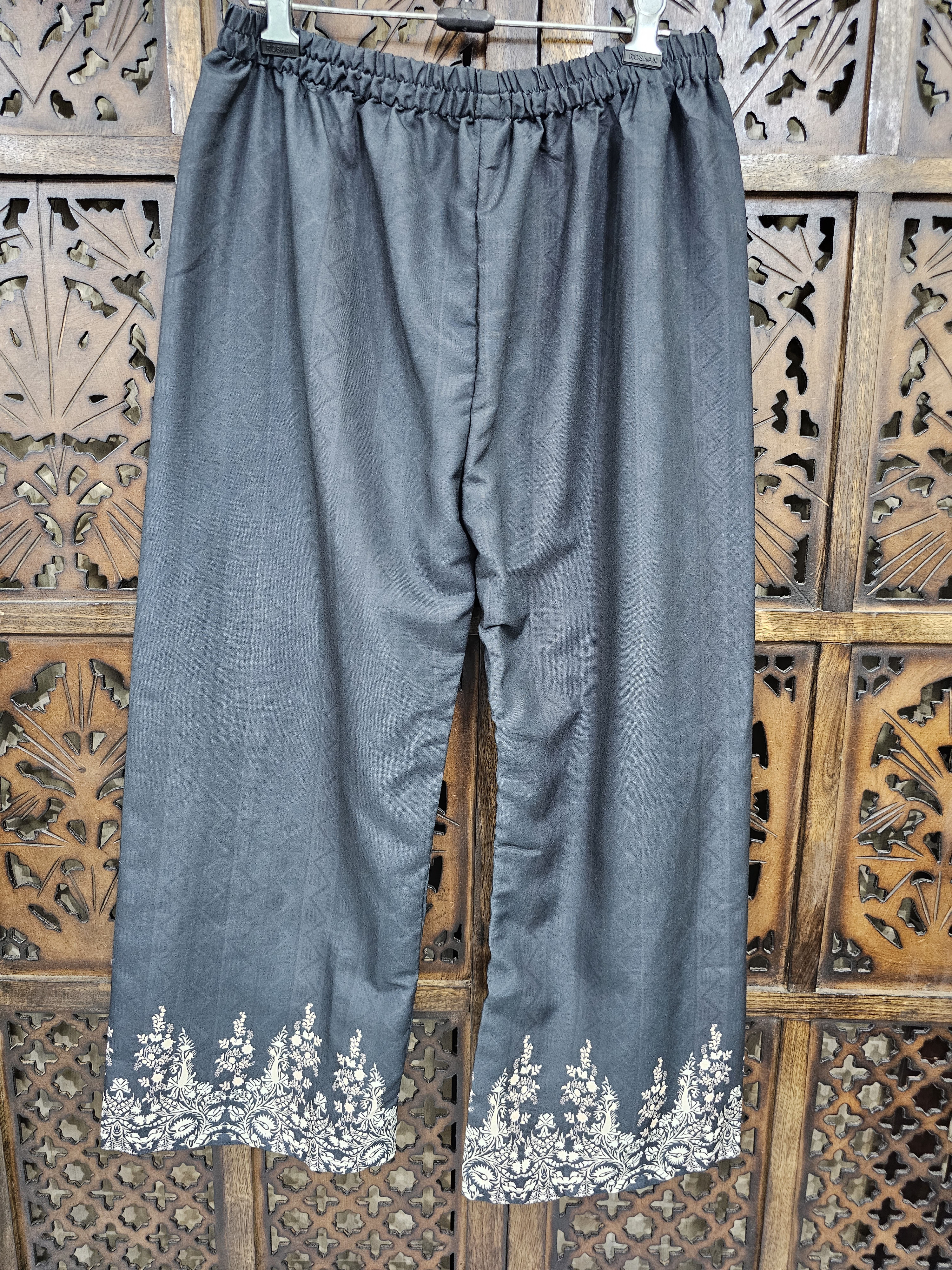 Charcoal Grey Rayon Straight Paisley Print Co-Ord Set view 4