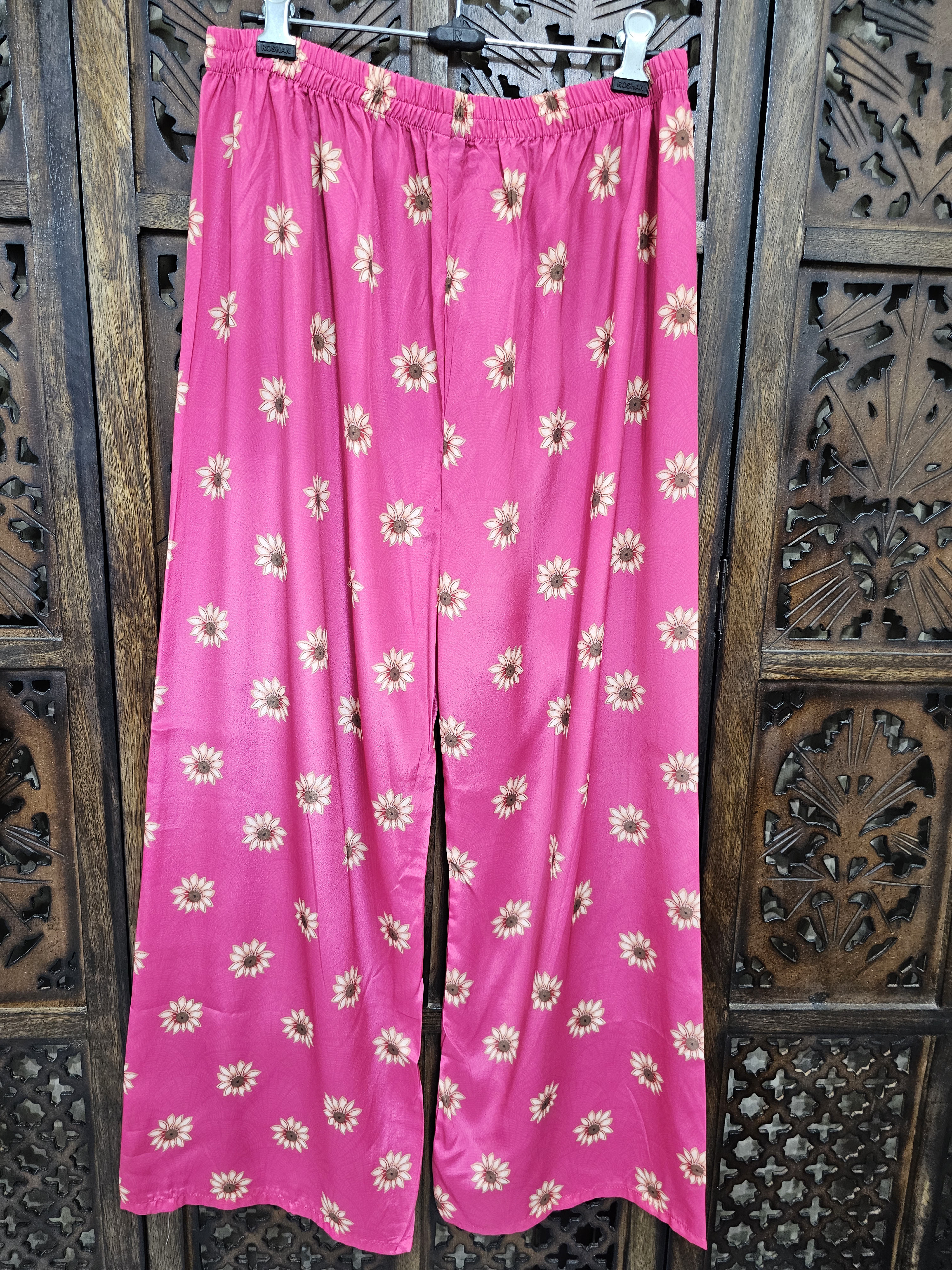 Pink Off White Crepe Straight Floral Print Co-Ord Set view 4