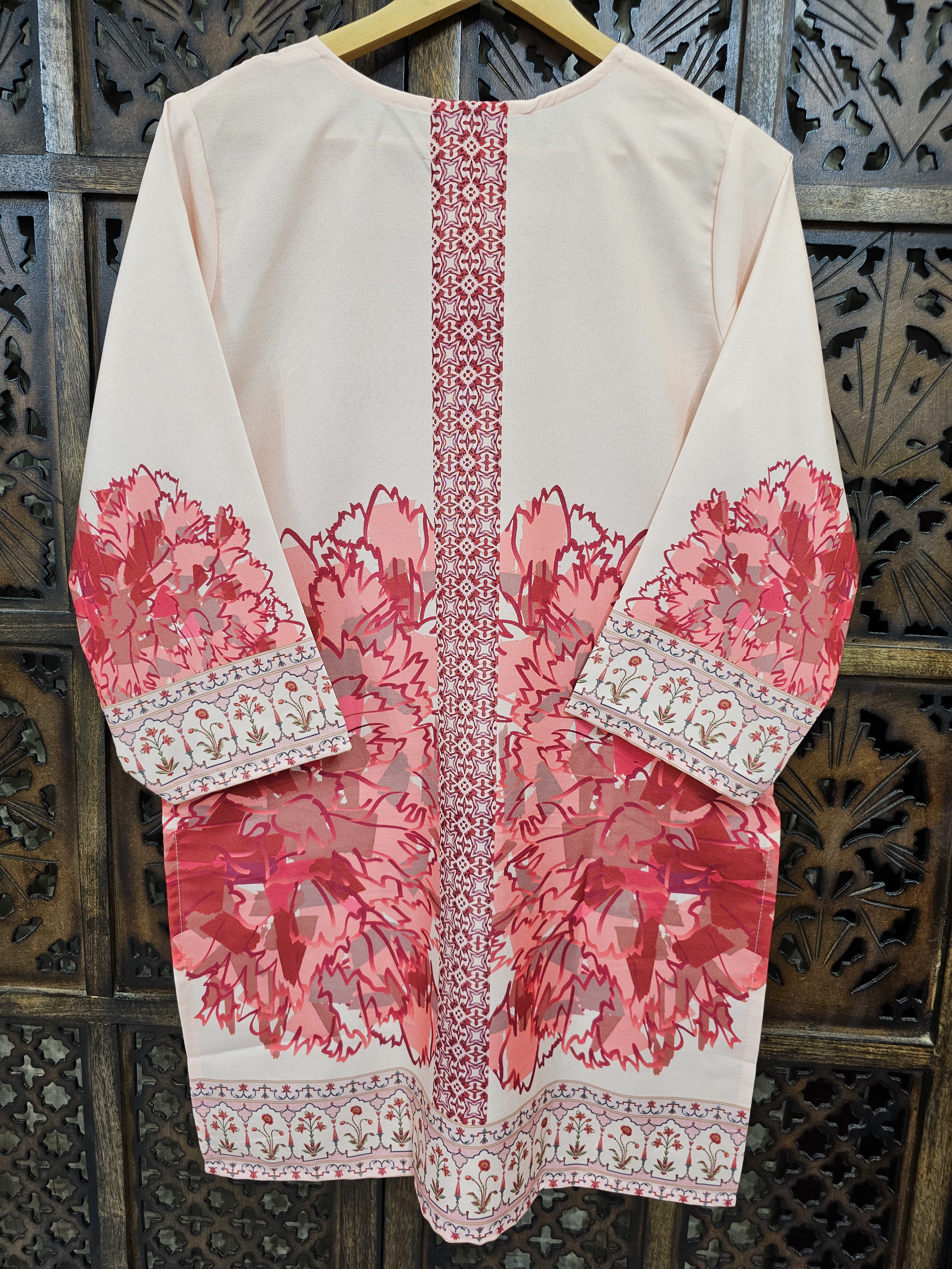 Off White Pink Rayon Straight Kurta Pant Co-Ord Set view 3