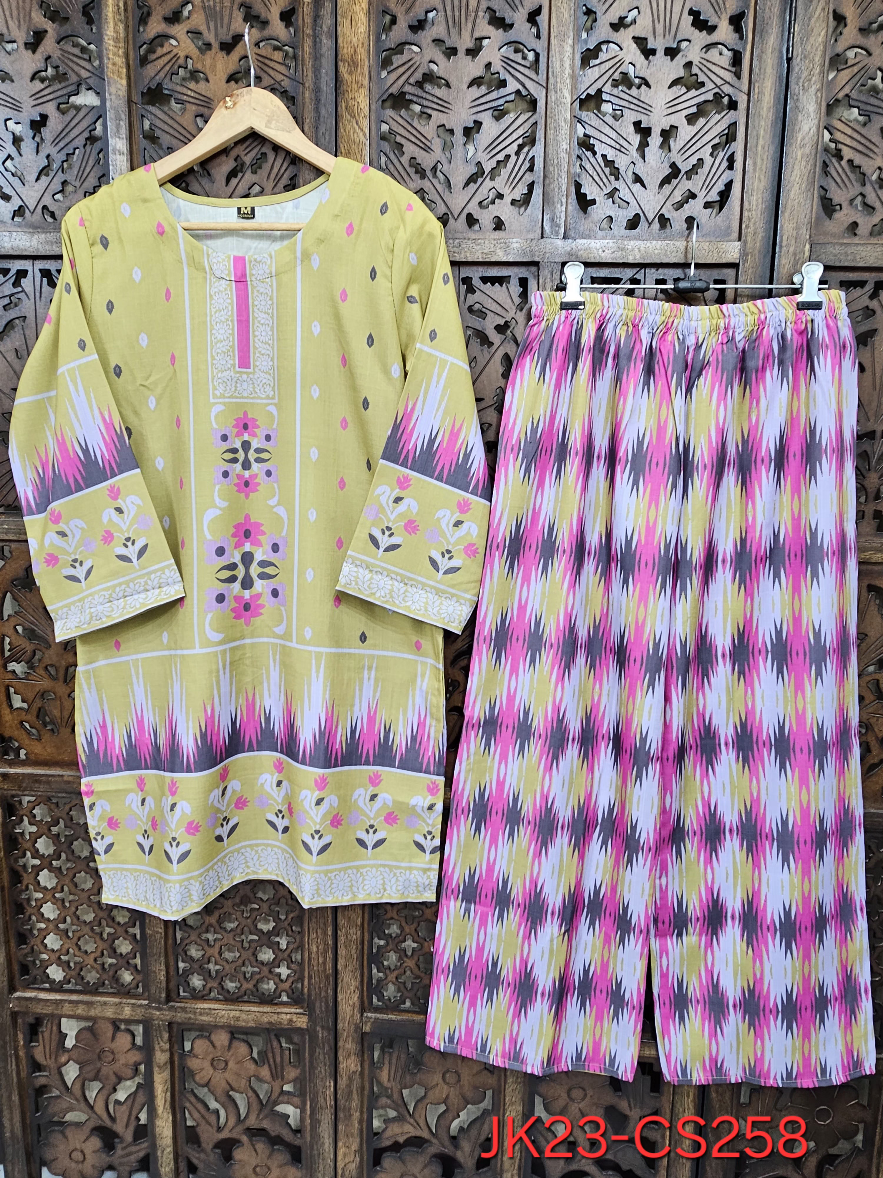 Multicolor Turkish Slub Cotton Straight Floral Print Kurta Pant Co-Ord Set