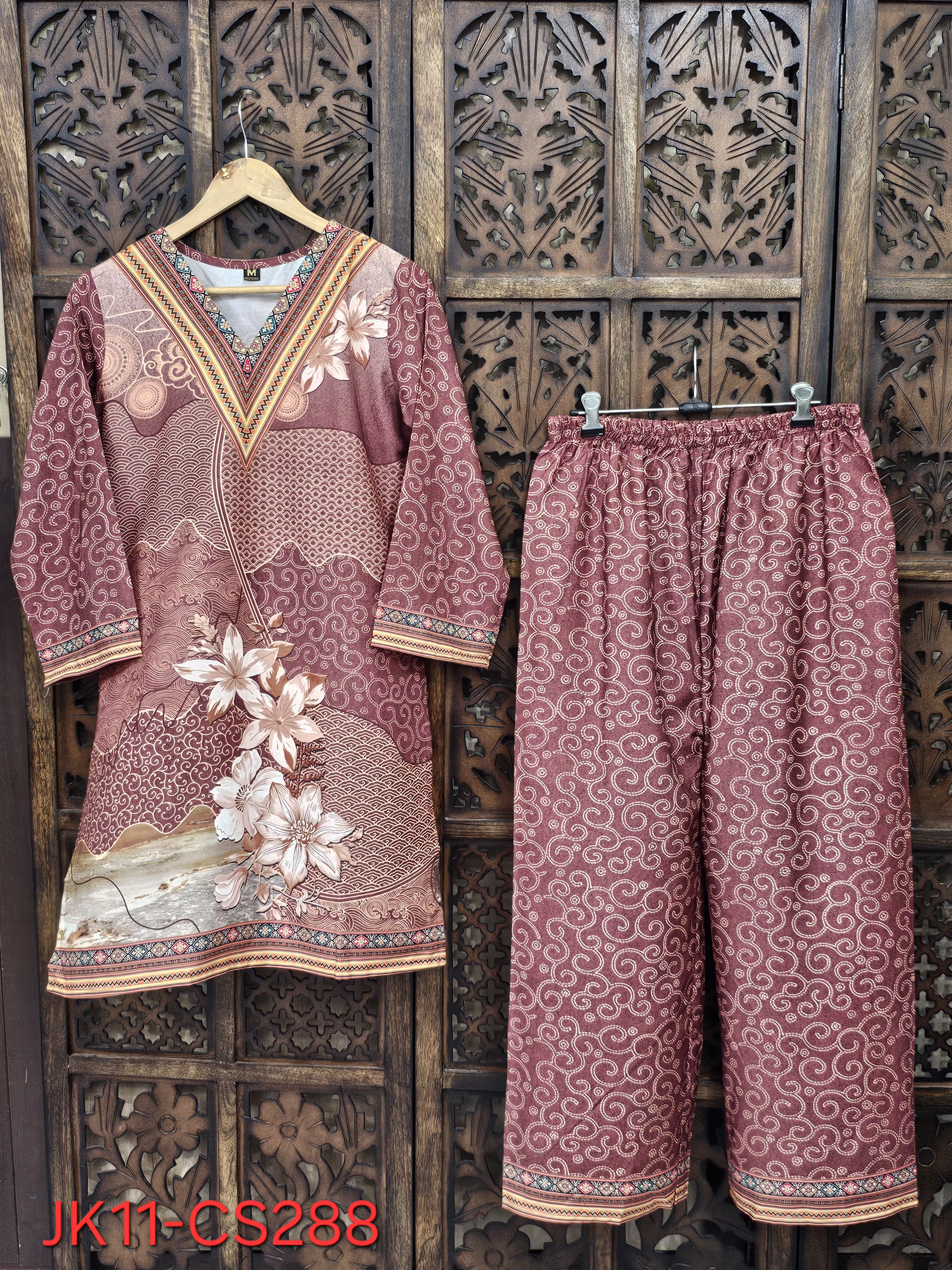 Multicolor Muslin Straight Floral Print Co-Ord Set