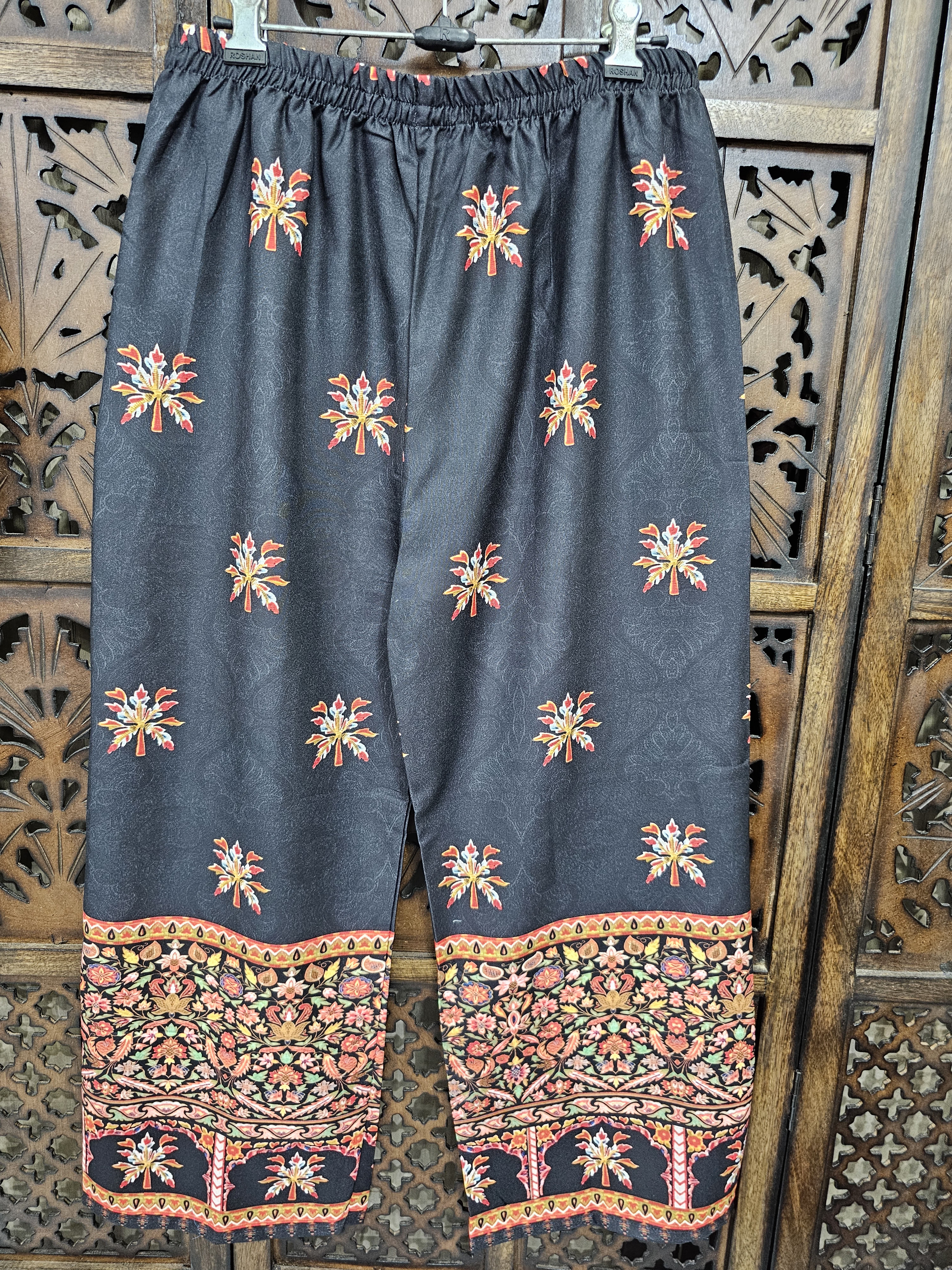 Black Rayon Straight Kashmiri Paisley Print Kurta Pant Co-Ord Set view 4