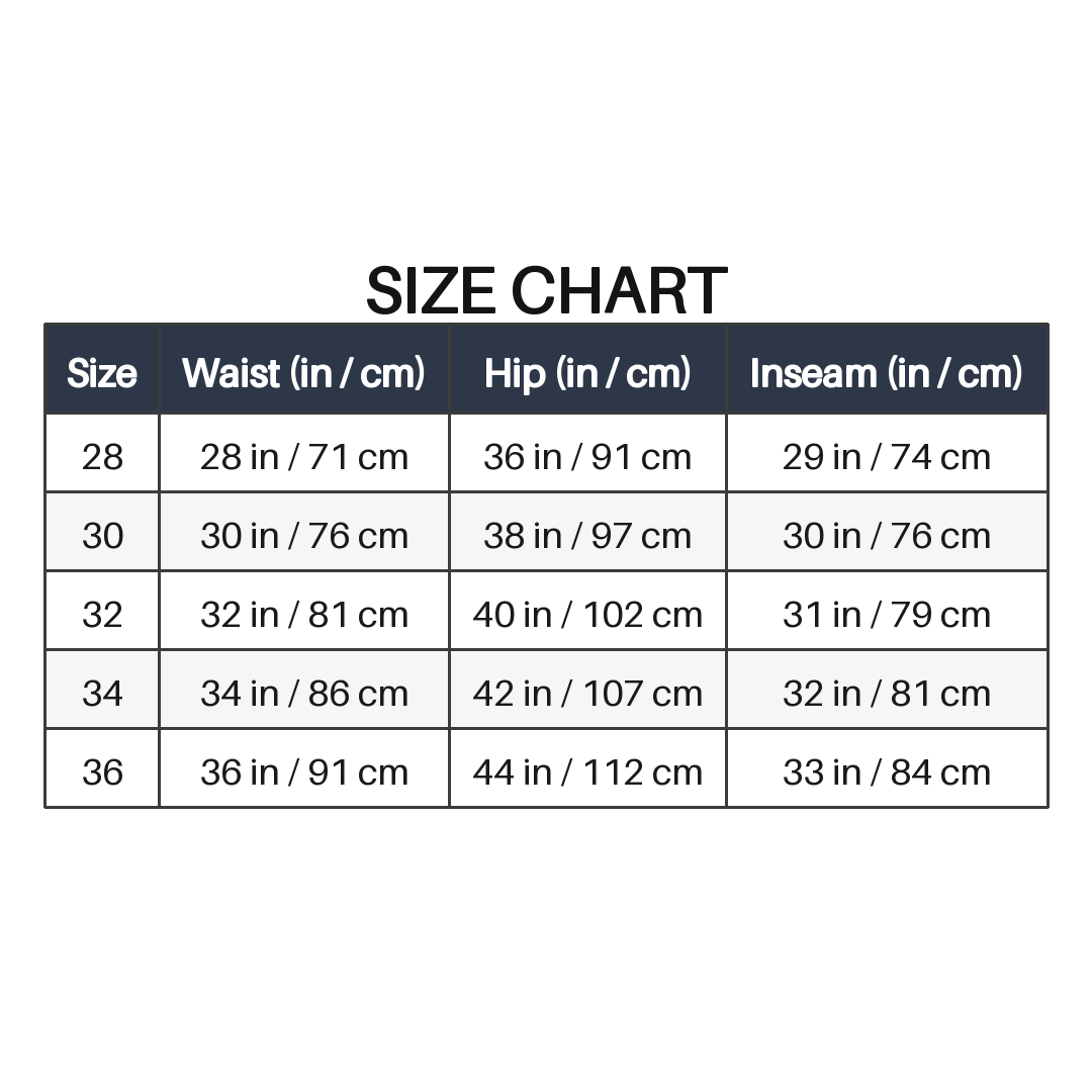 Men's Desert Beige Slim Fit Stretch Cargo Jogger Pants size chart