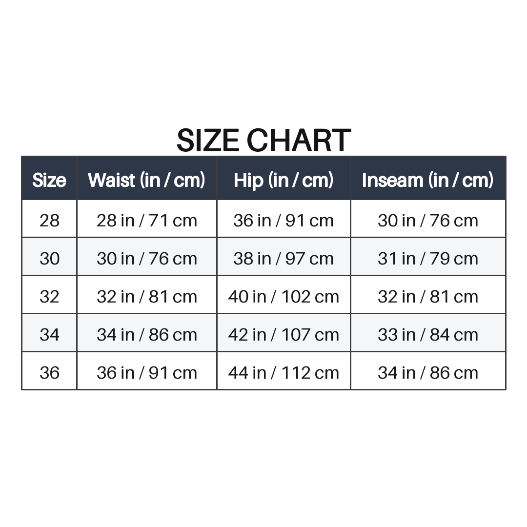 Men's Steel Grey Slim Fit Stretch Denim Jeans size chart