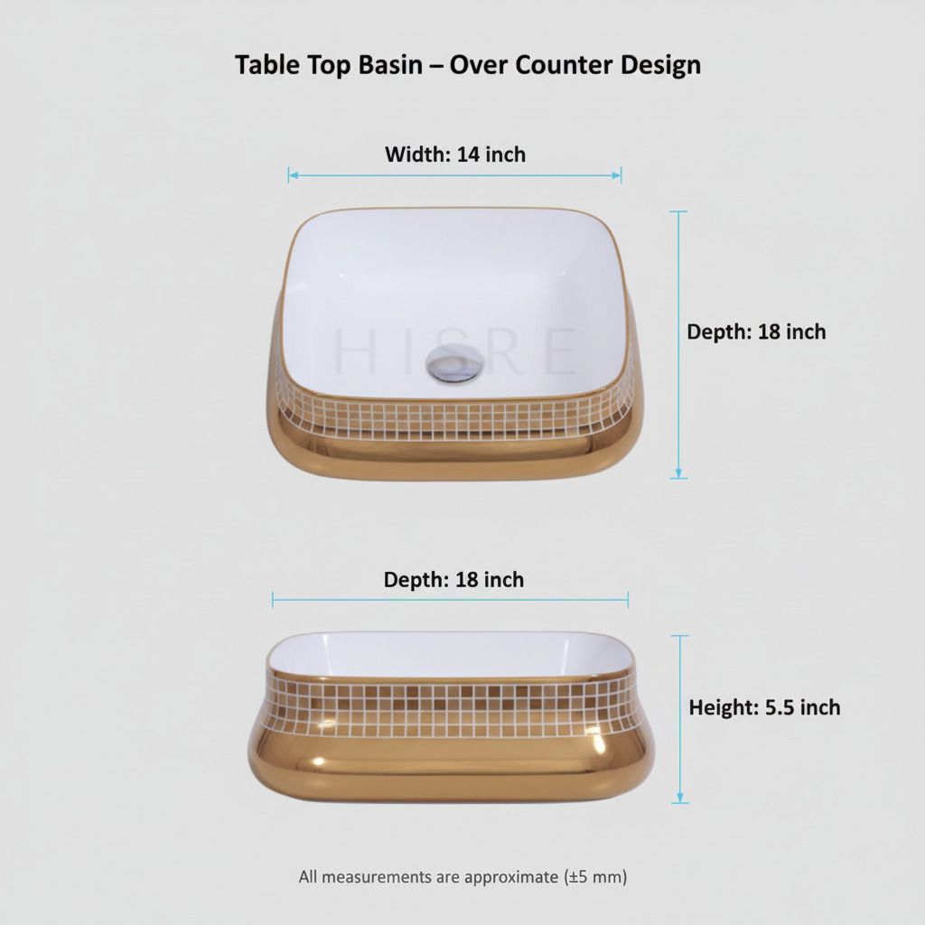 Gold Marble Bathroom Mosaic Over Counter Wash Basin, photo 2 of 5