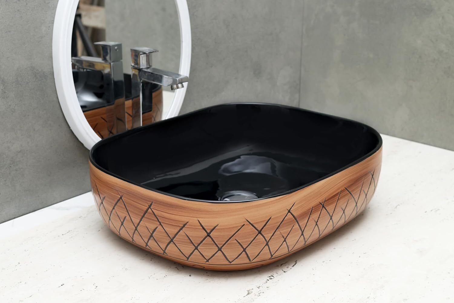 Brown Ceramic Table Top Wash Basin, photo 3 of 4