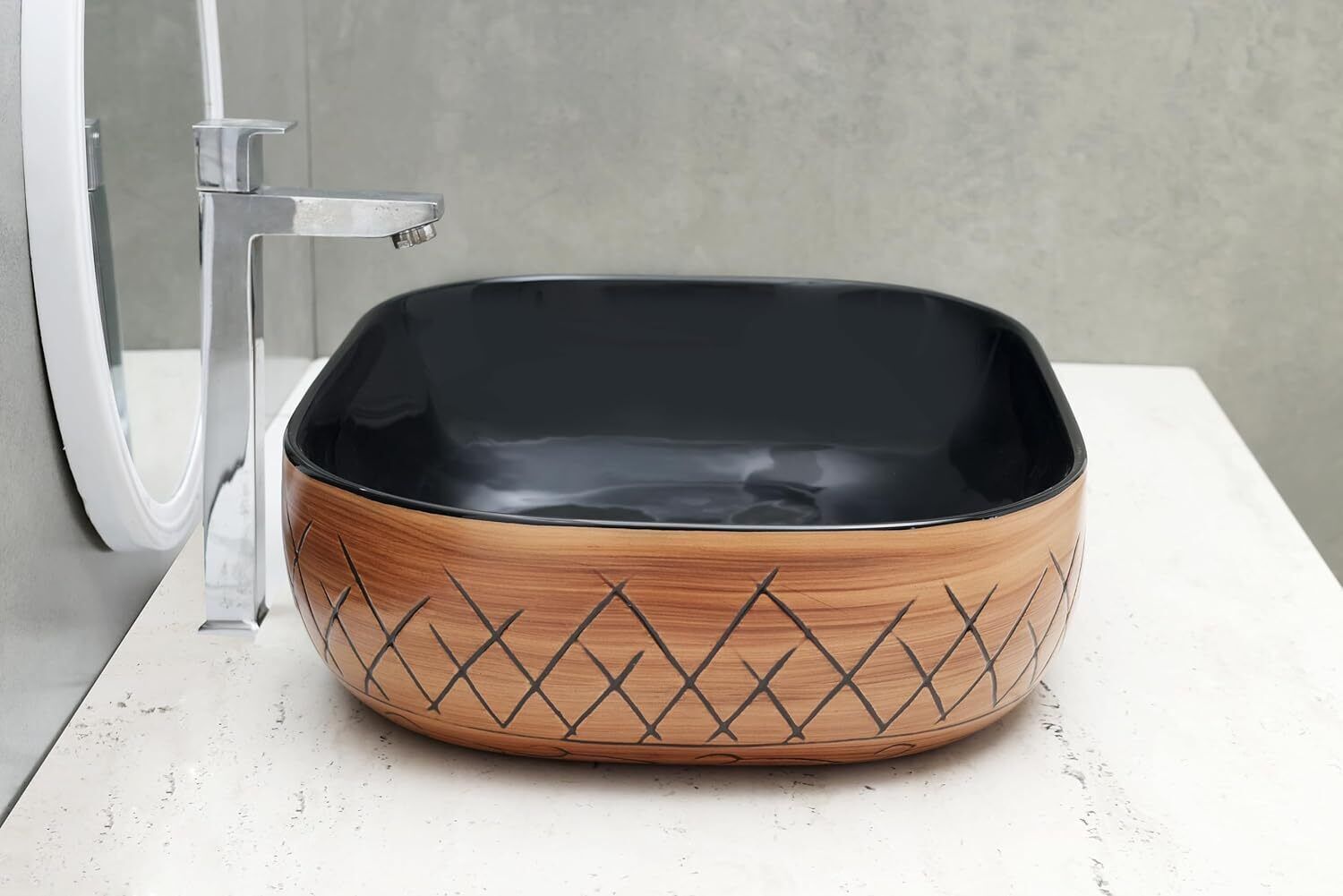 Brown Ceramic Table Top Wash Basin, photo 4 of 4