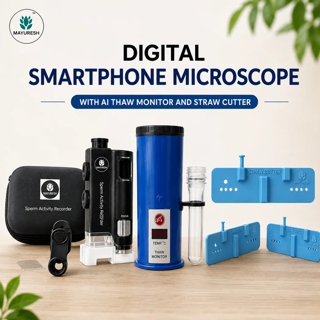 Digital Smartphone Microscope + AI Thawing Monitor + Straw Cutter  - Upkaran