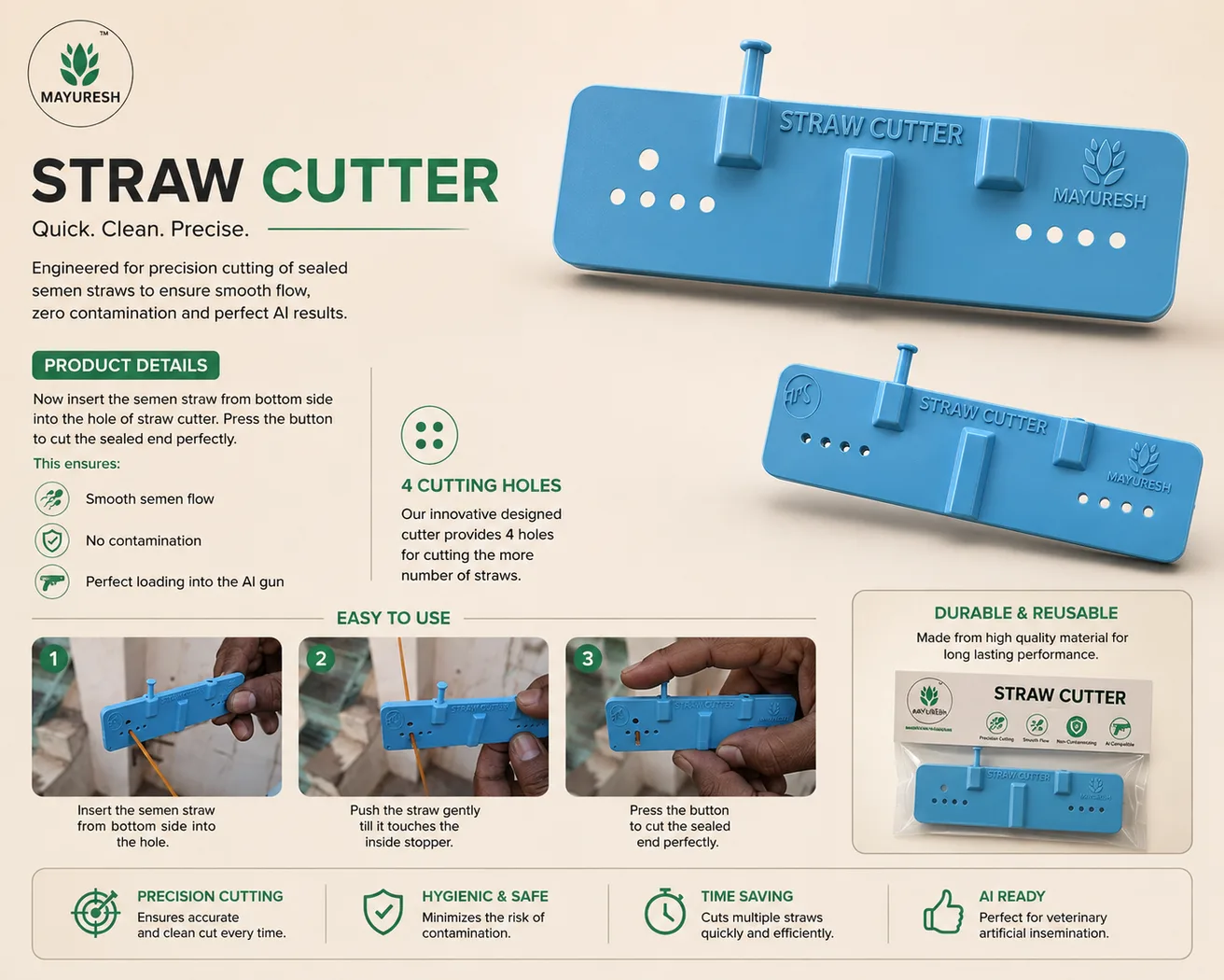 Digital Smartphone Microscope + AI Thawing Monitor + Straw Cutter  - Upkaran