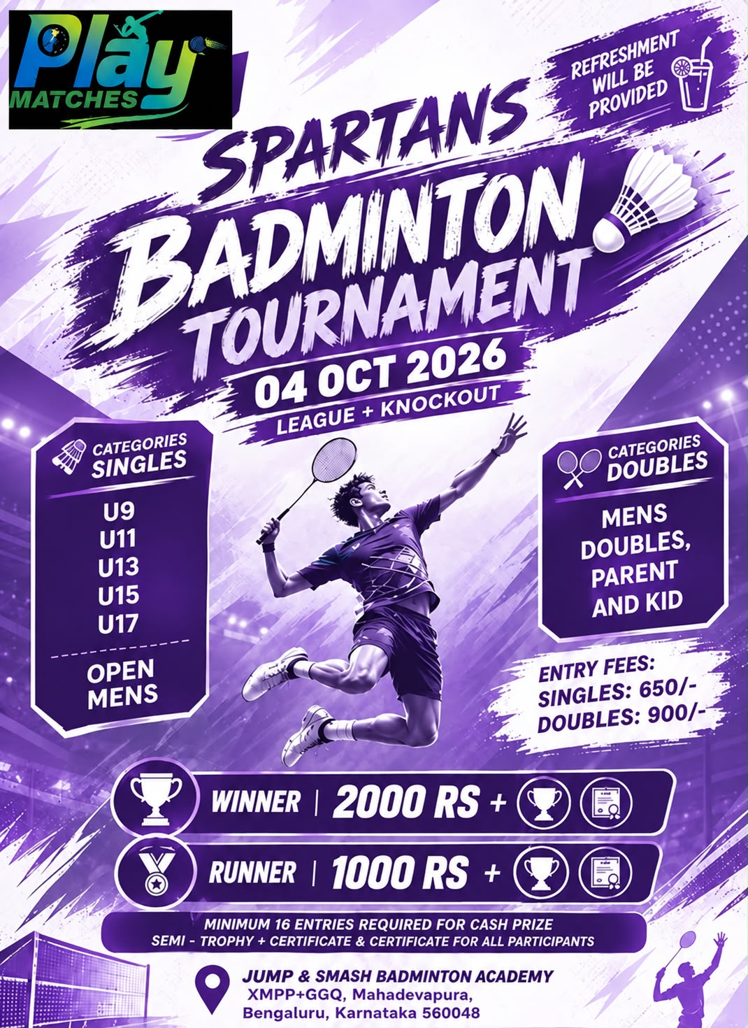 Spartan's badminton league -jump & smash badminton academy