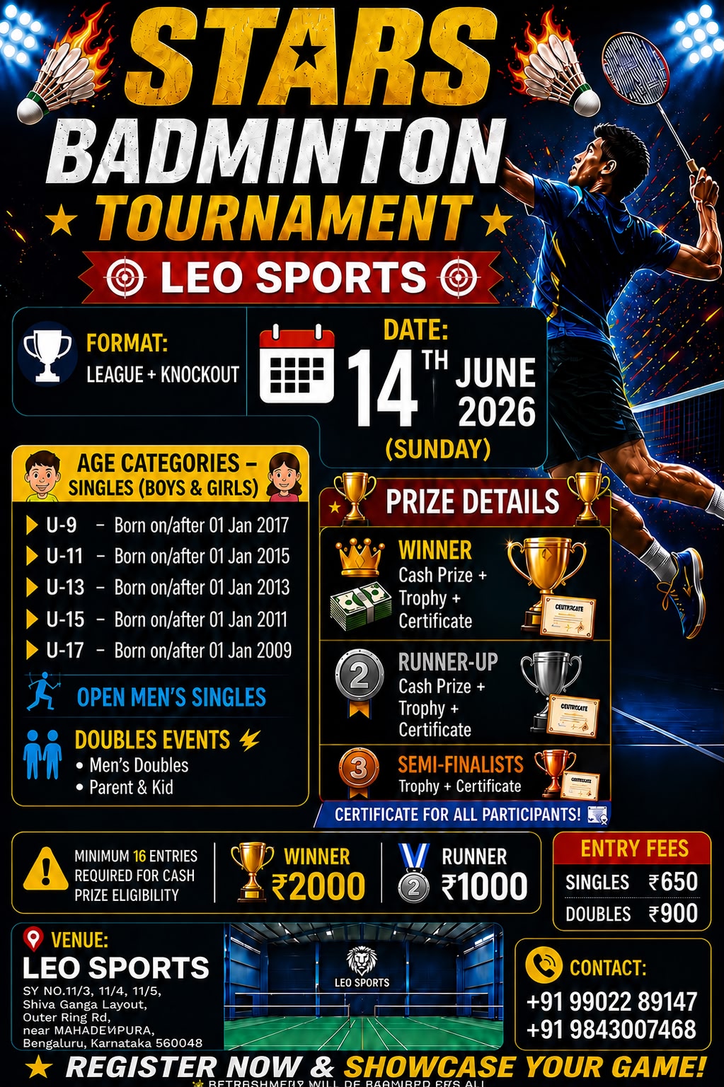 🏸🏸🔥Stars badminton tournament - Leo sports