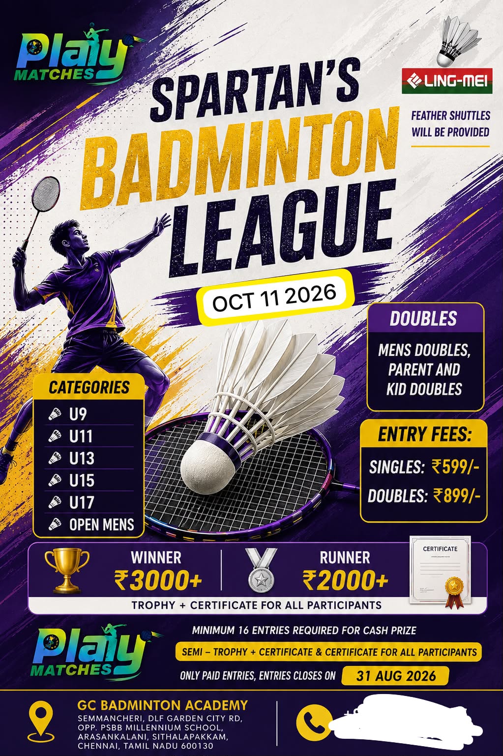 Spartan's badminton league - Gc badminton academy
