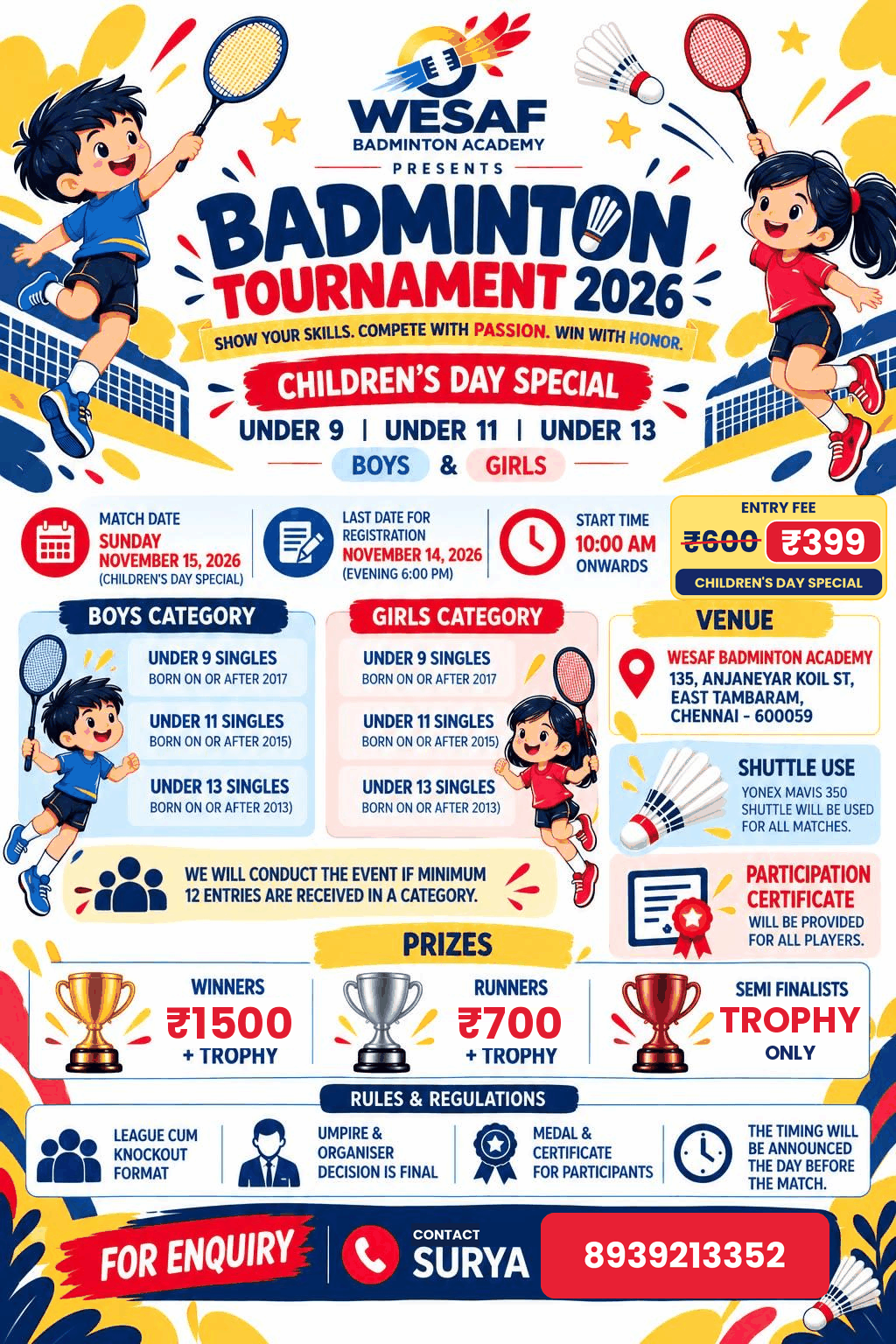 WESAF Badminton Tournament 2026