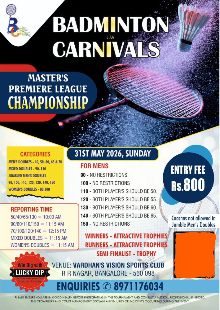 Badminton J.AA Carnivals presents Master's Premiere League Tournament