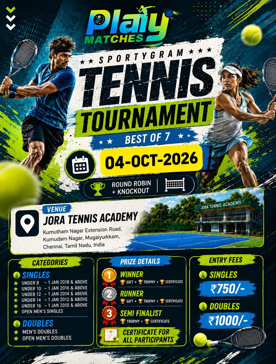 Sprtygram tennis Tournament! Jora Tennis Academy