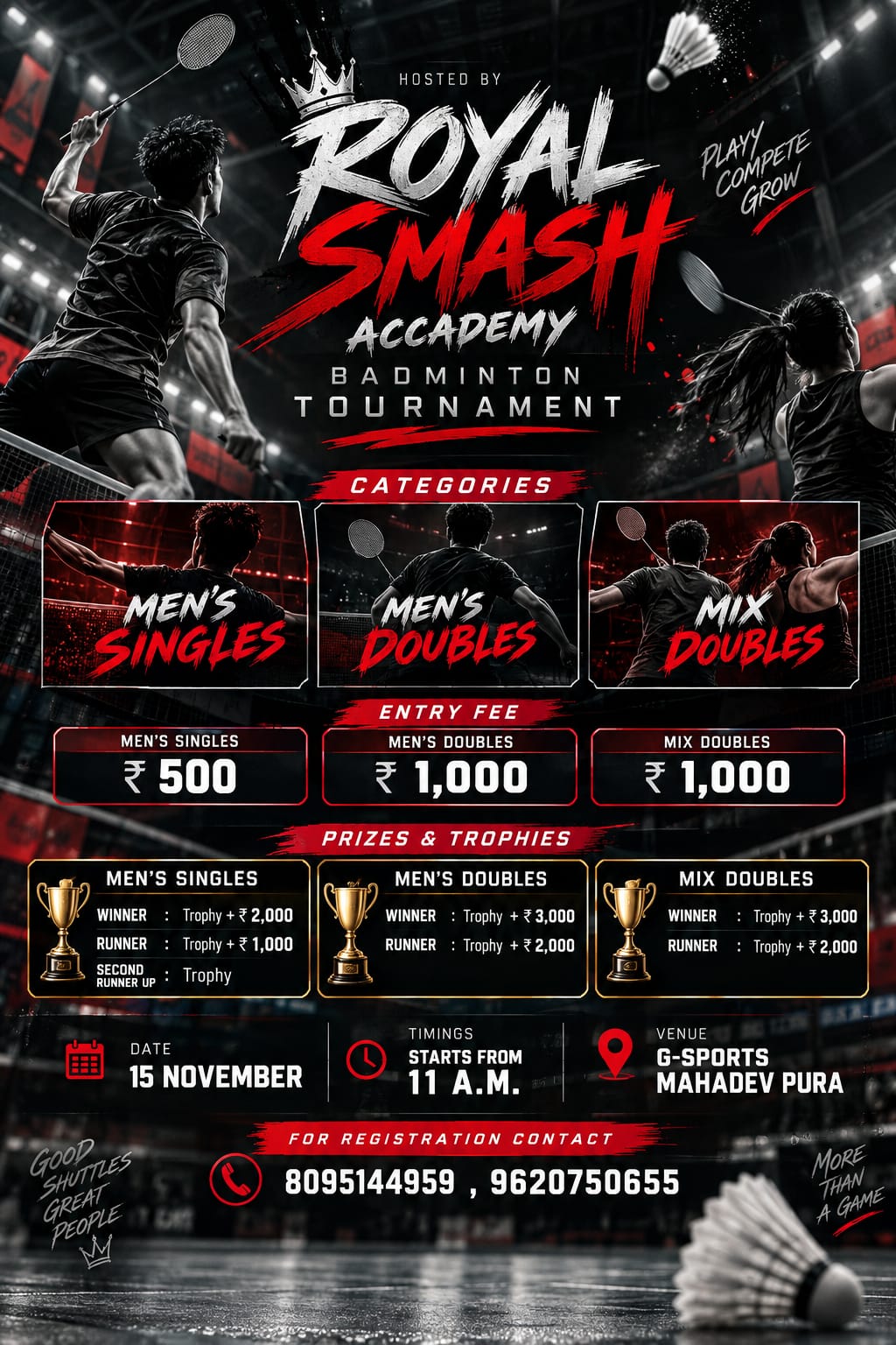 Royal Smash Academy Badminton Tournament