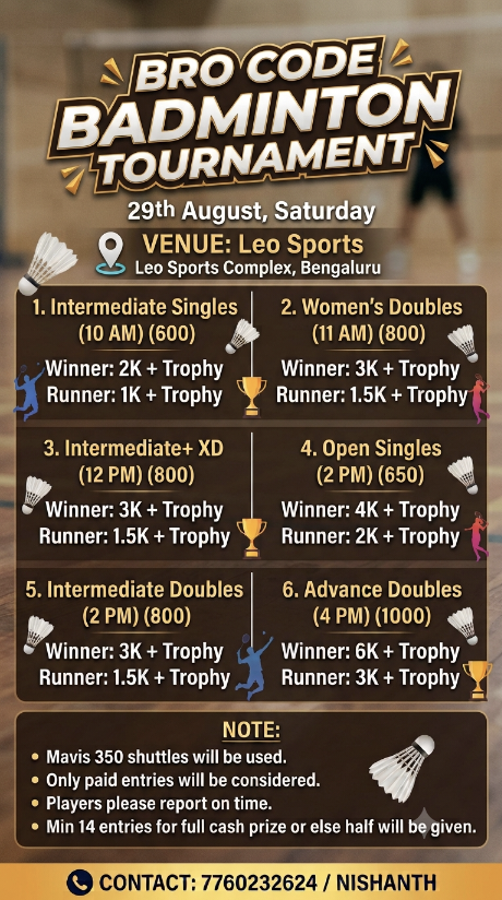 Bro code Feather shuttle badminton tournament